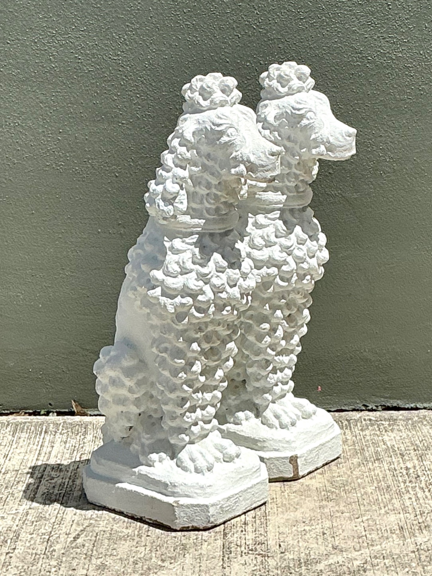 Vintage Cement French Poodle Figures - Side view