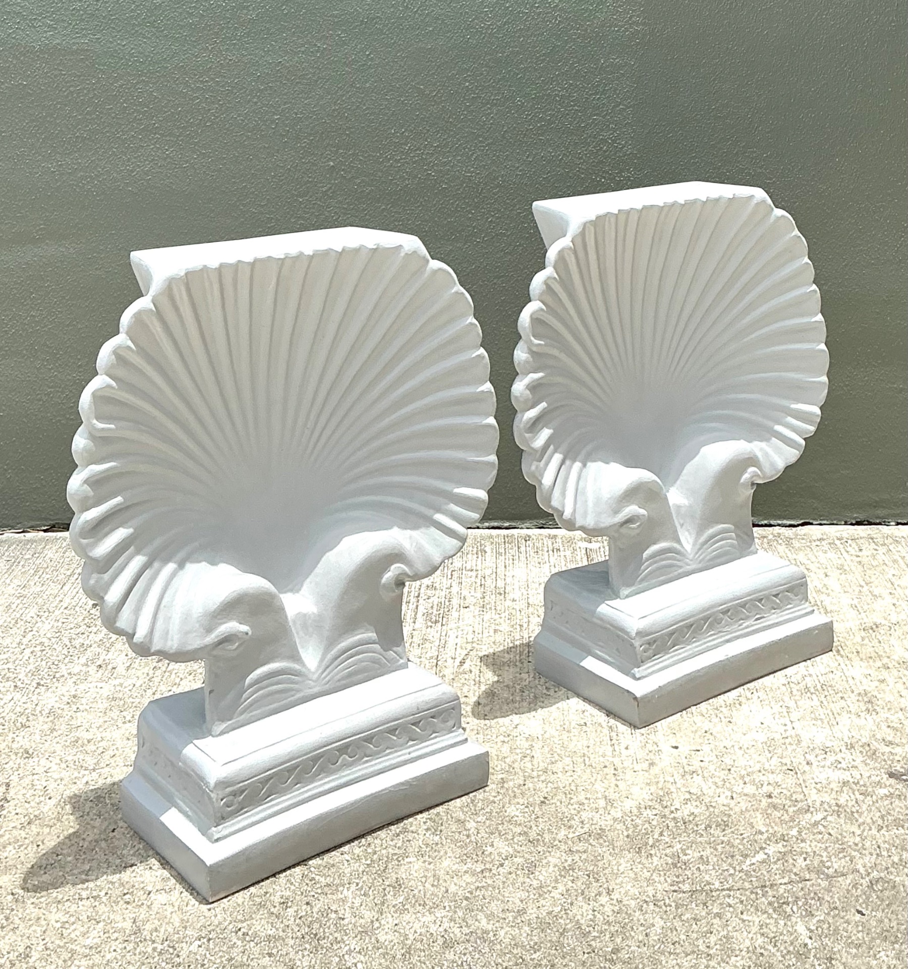 Vintage Clam Shell Pedestals - Set Of 2 - Back view