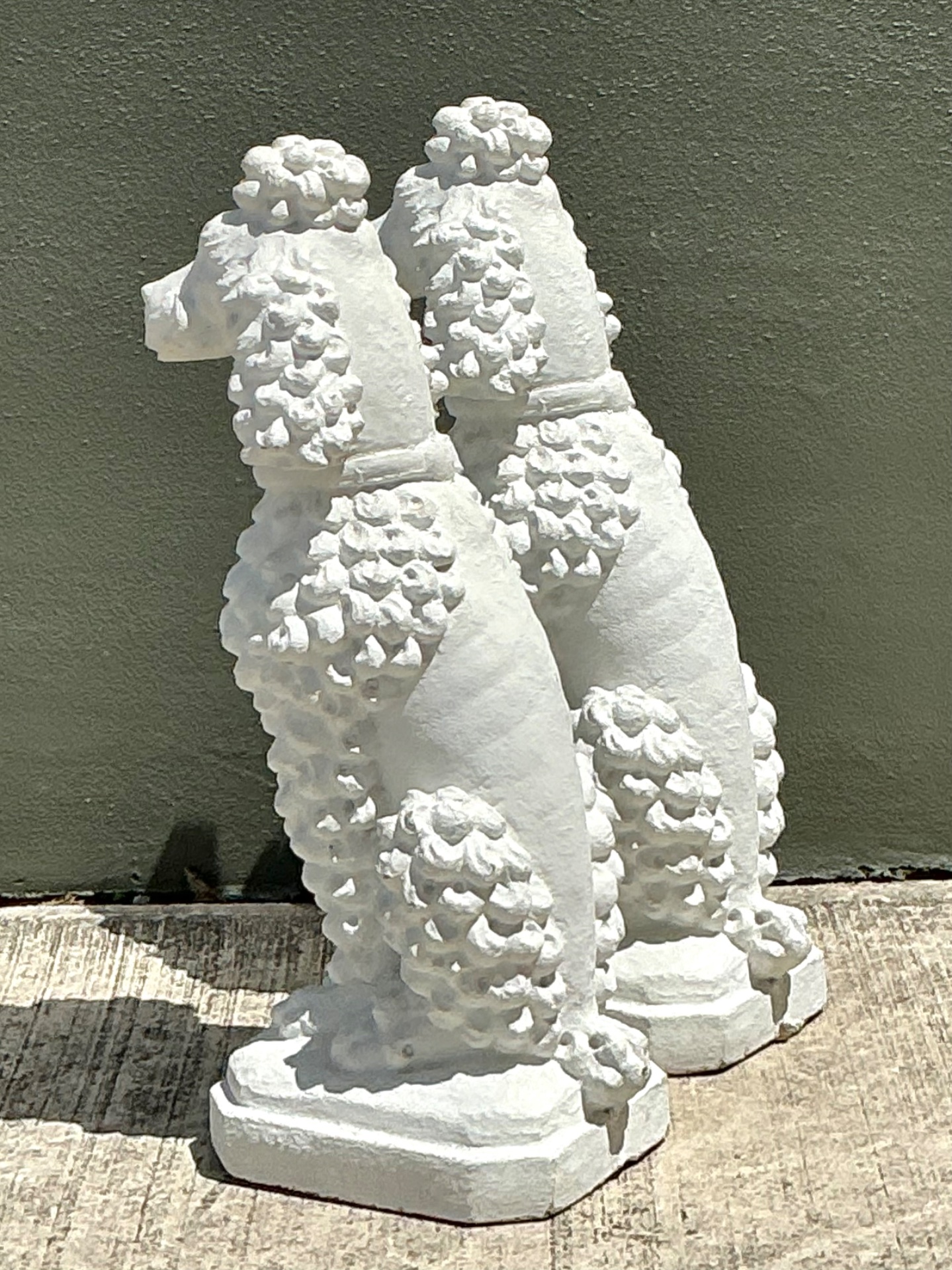 Vintage Cement French Poodle Figures - Top view