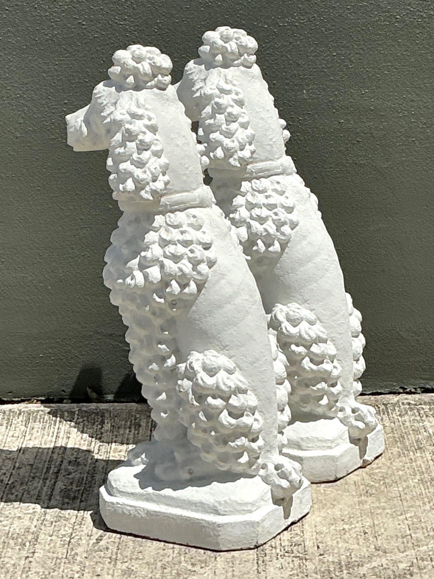 Vintage Cement French Poodle Figures - Detail view