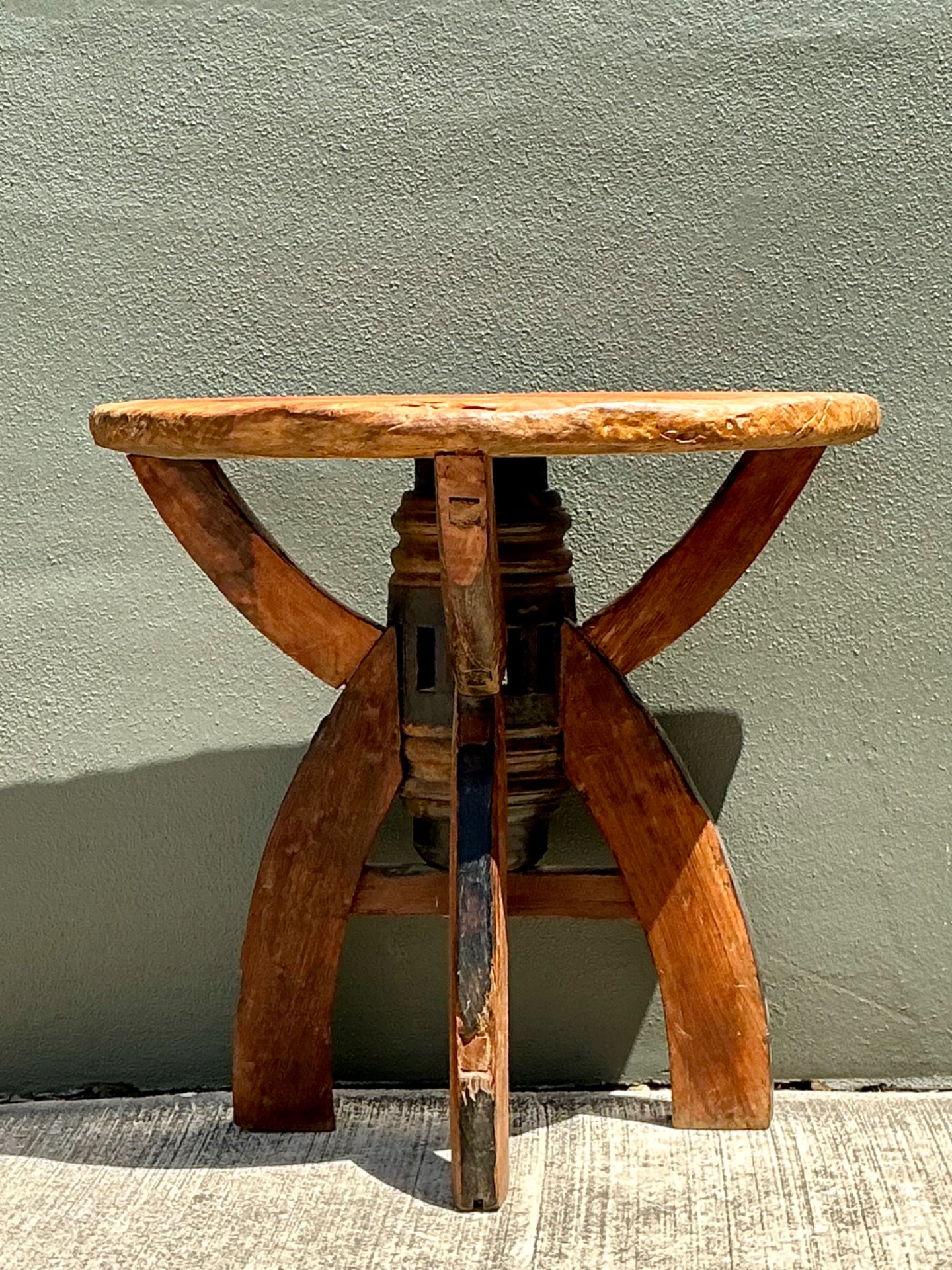Vintage Rustic Wood Side Table - Top view