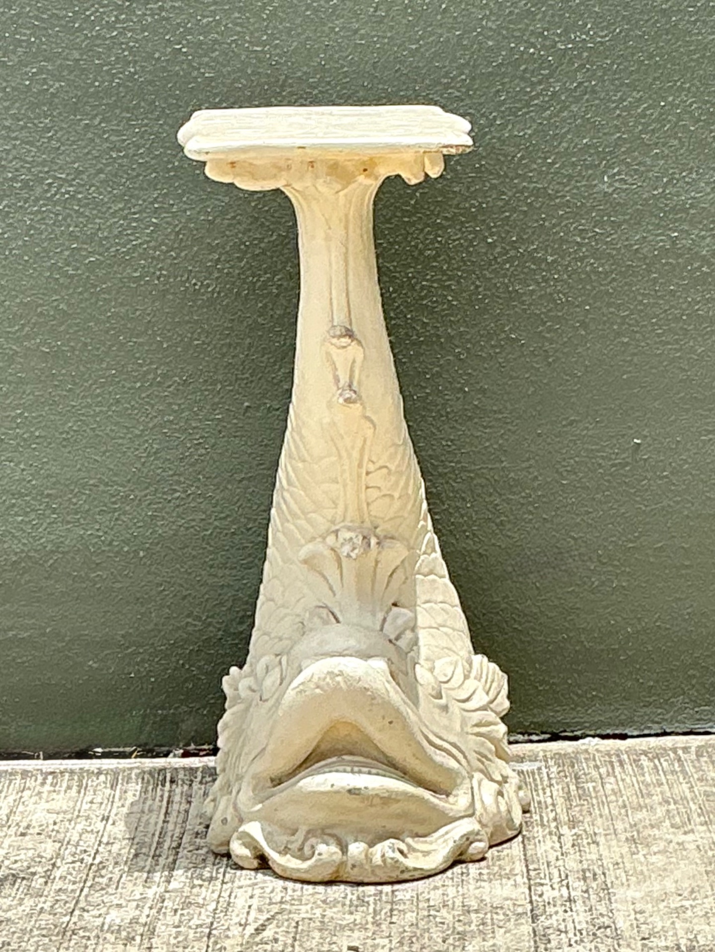 Vintage Ornate Fish Design Pedestal - Side view