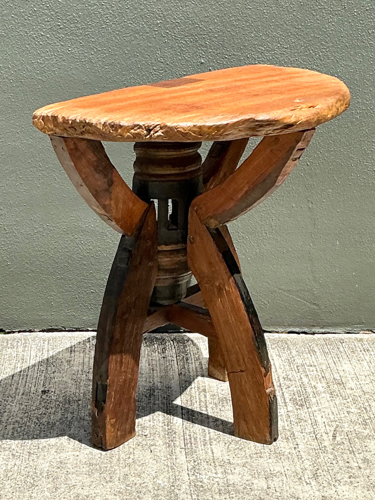 Vintage Rustic Wood Side Table - Detail view