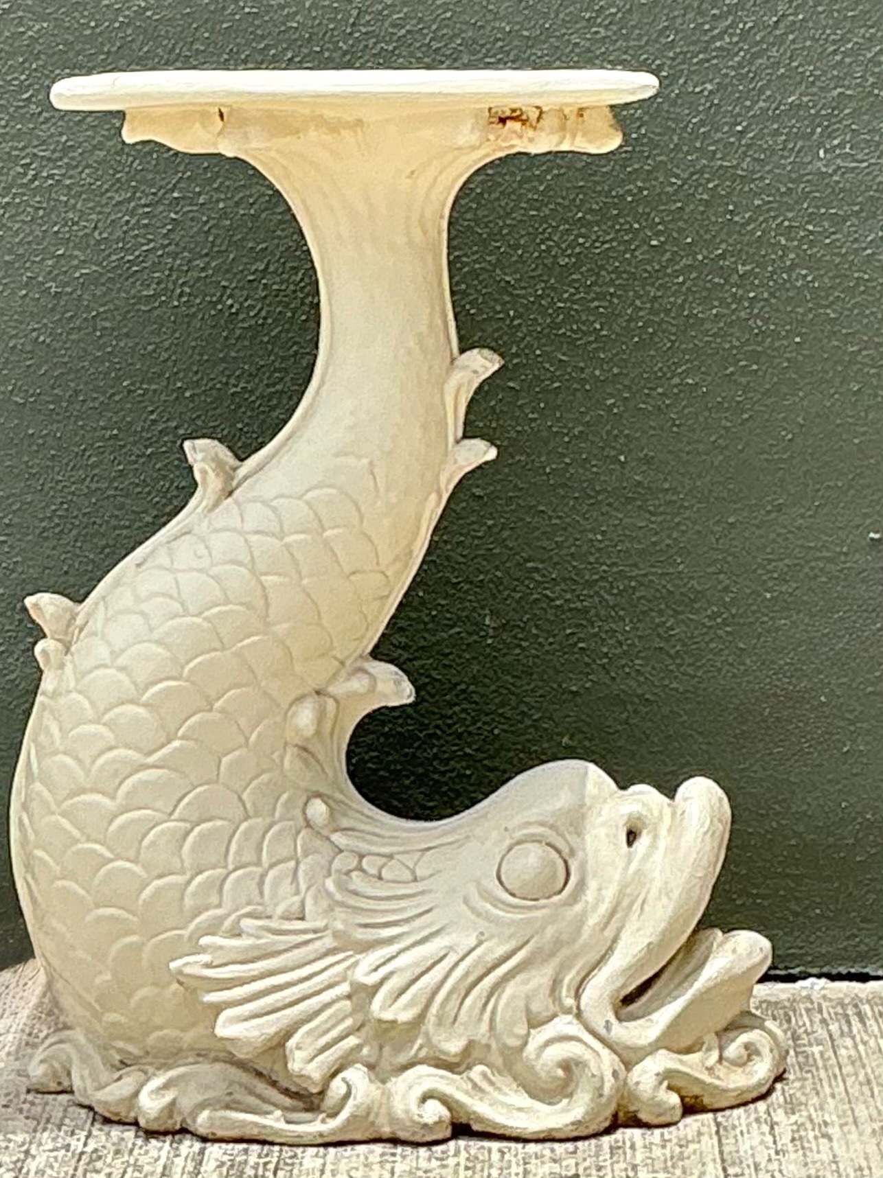 Vintage Ornate Fish Design Pedestal - Back view