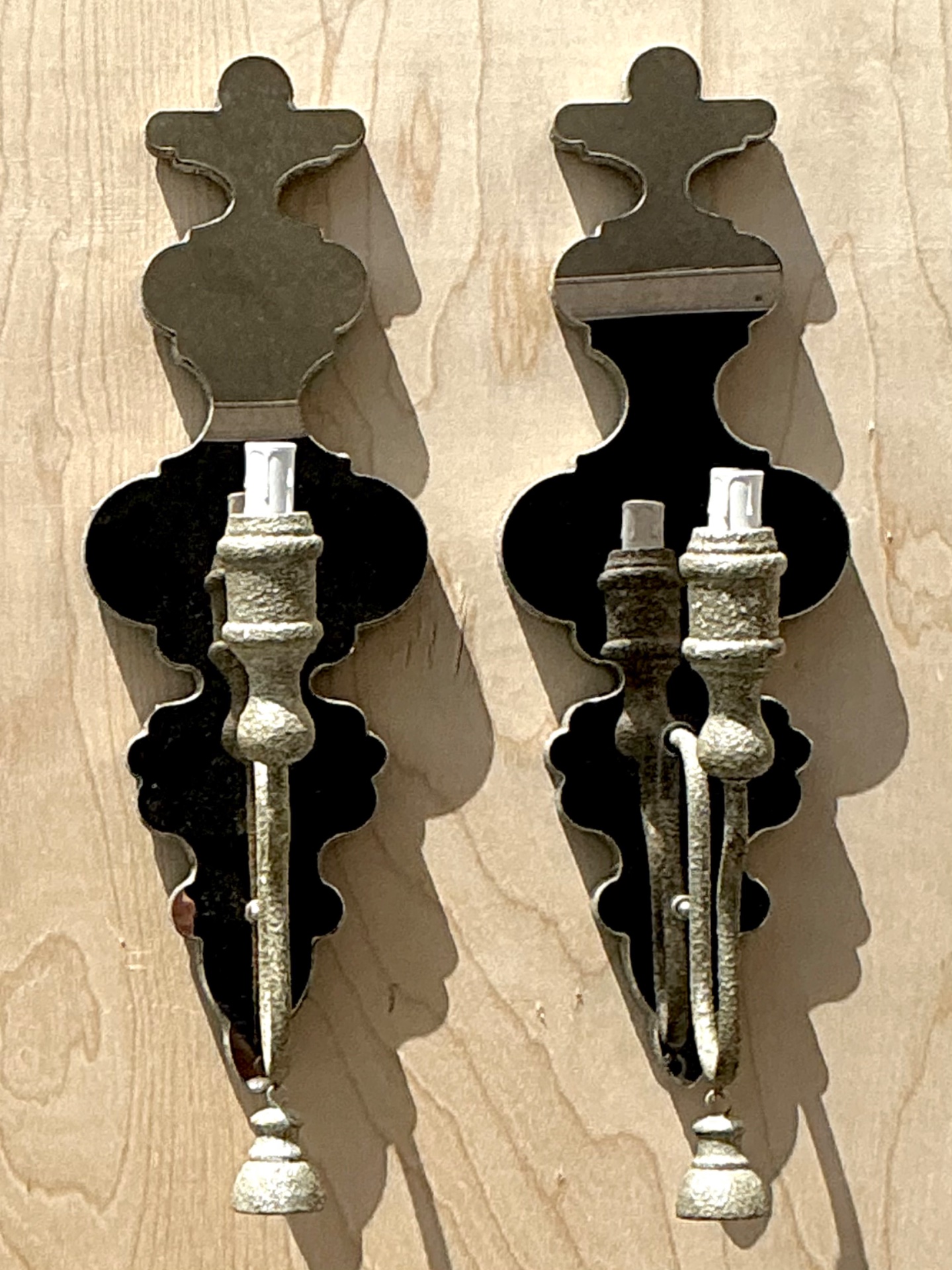 Vintage Mirrored Glass Sconces - Pair - Side view