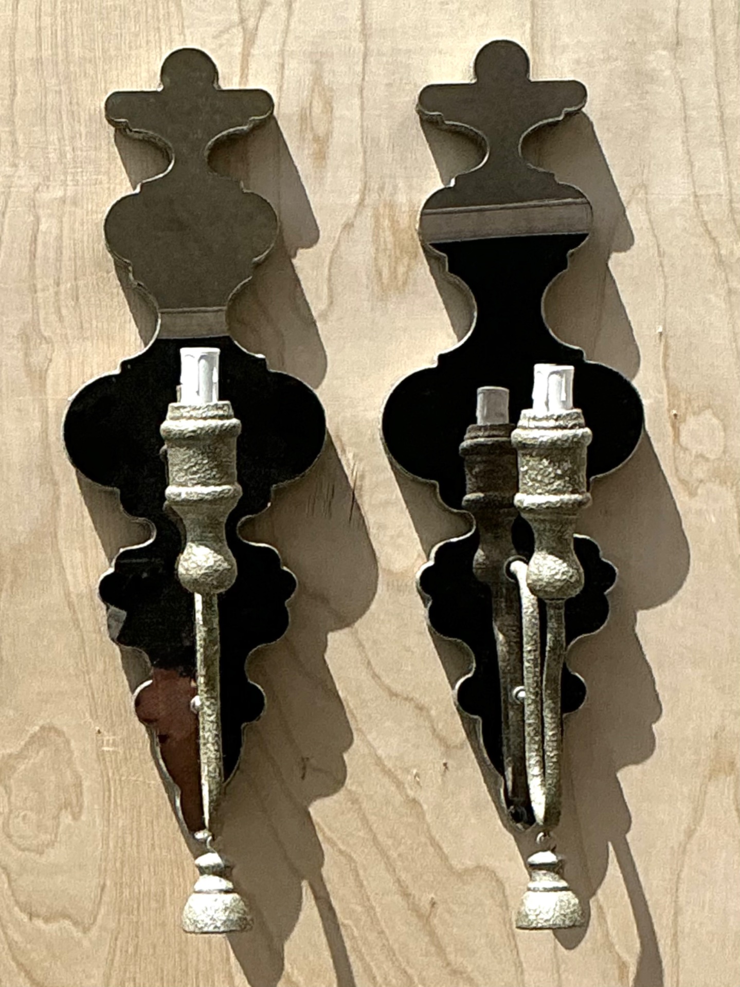 Vintage Mirrored Glass Sconces - Pair - Detail view