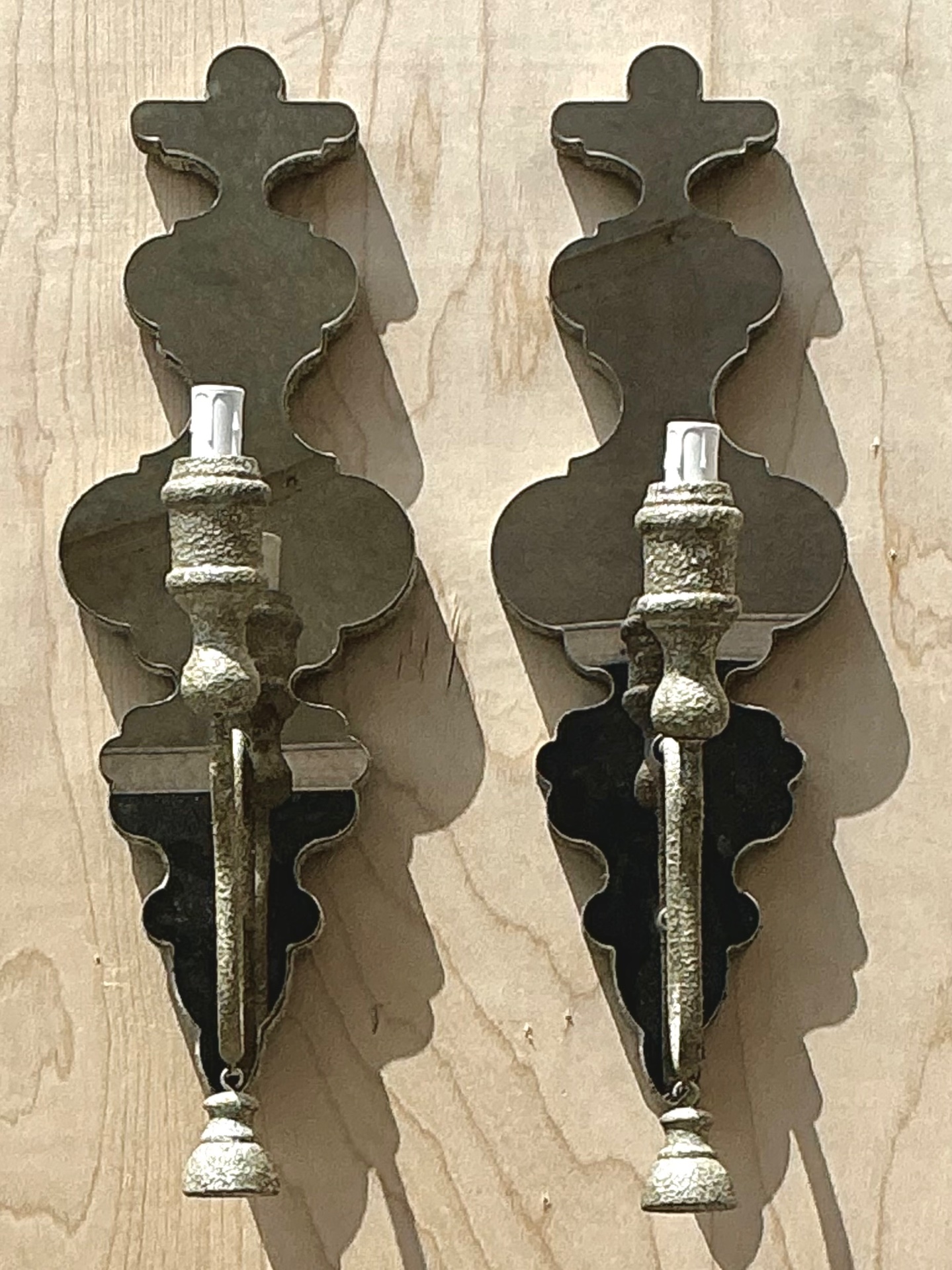 Vintage Mirrored Glass Sconces - Pair - Top view