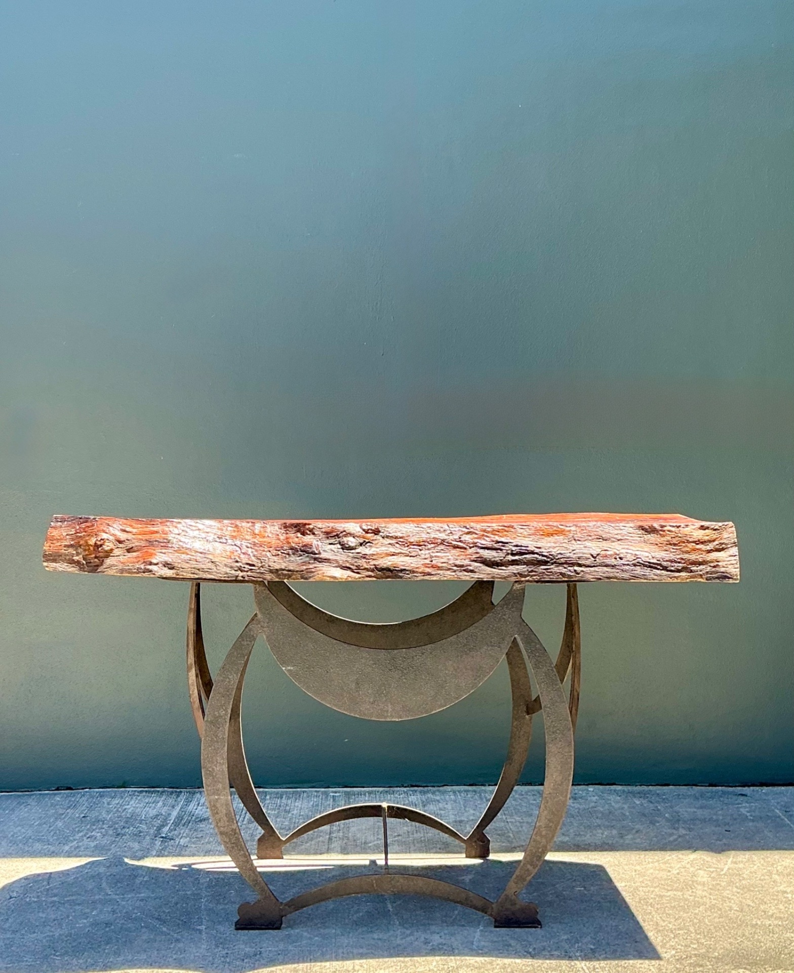 Vintage Live Edge Wood Console Table - Back view