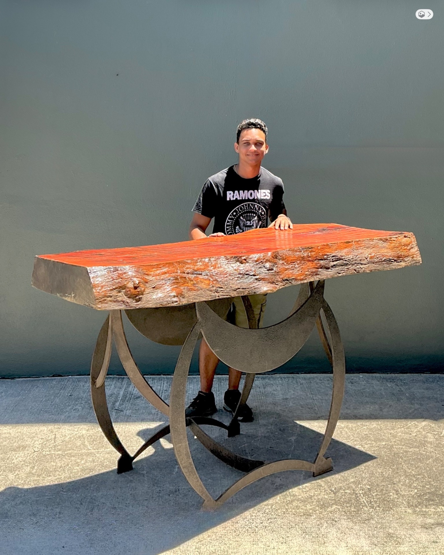 Vintage Live Edge Wood Console Table - Top view