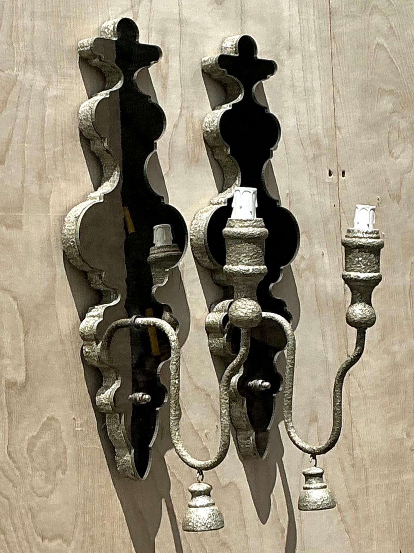 Vintage Mirrored Glass Sconces - Pair - Back view