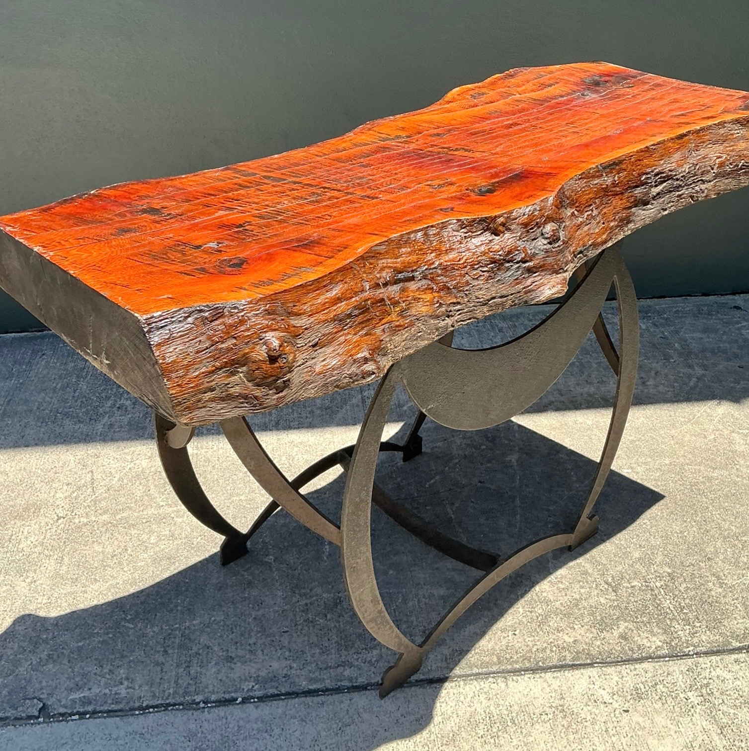 Vintage Live Edge Wood Console Table - Detail view