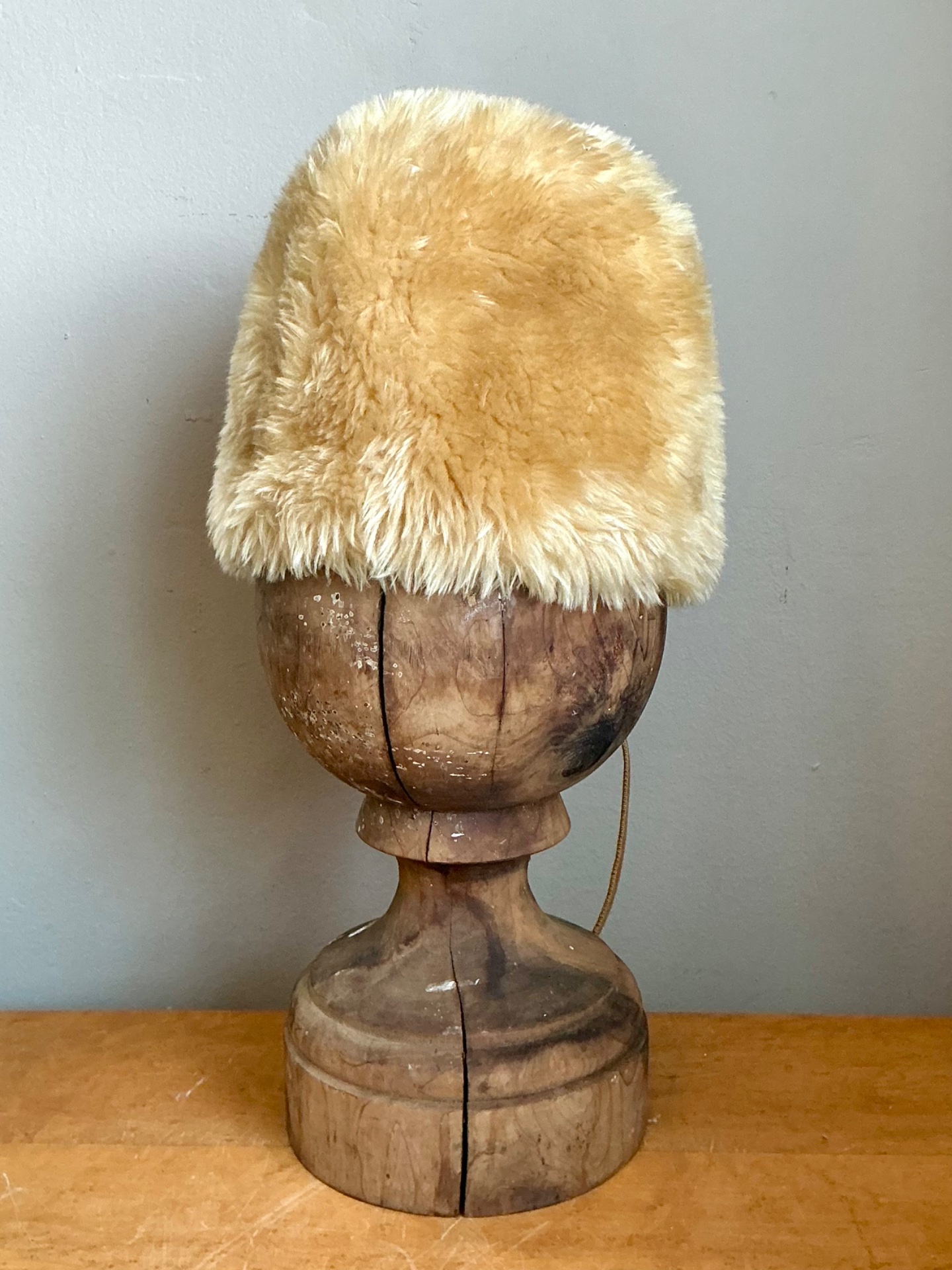 Vintage Faux Fur Hat With Leather Tie - Side view