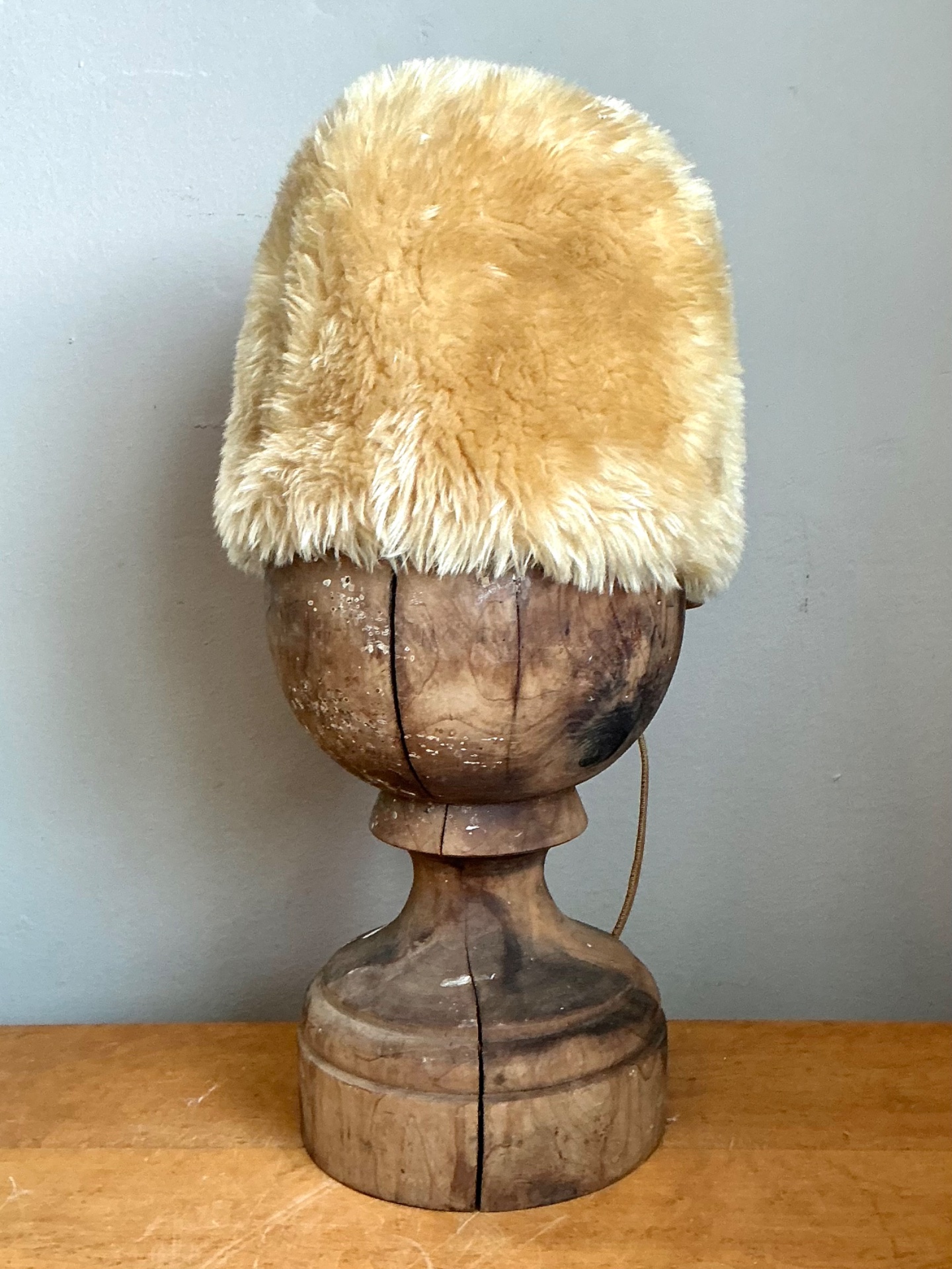 Vintage Faux Fur Hat With Leather Tie - Back view
