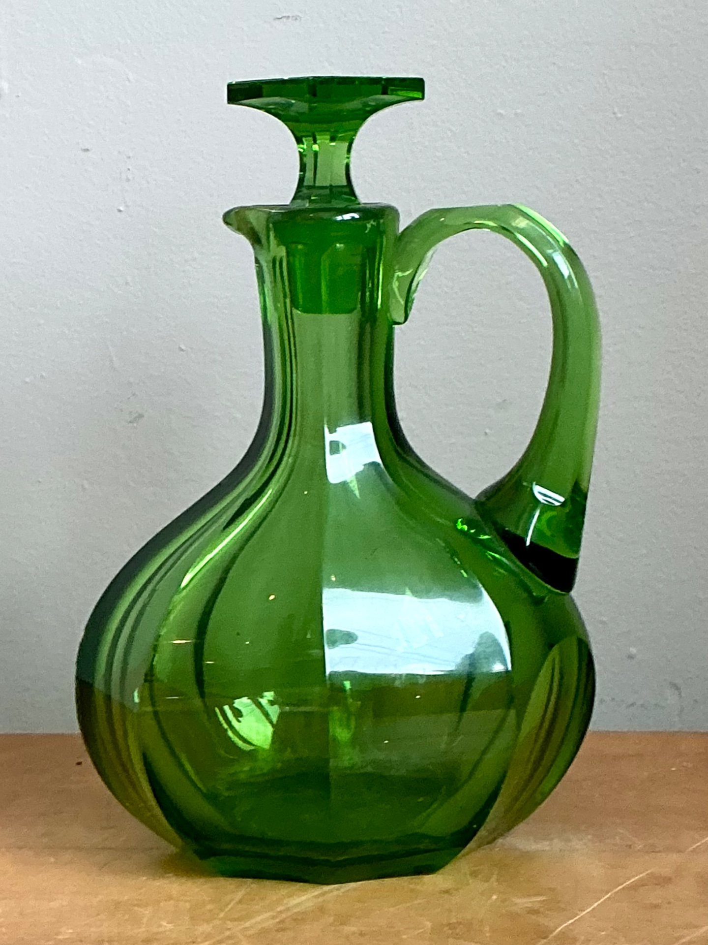 Vintage Green Glass Decanter - Back view