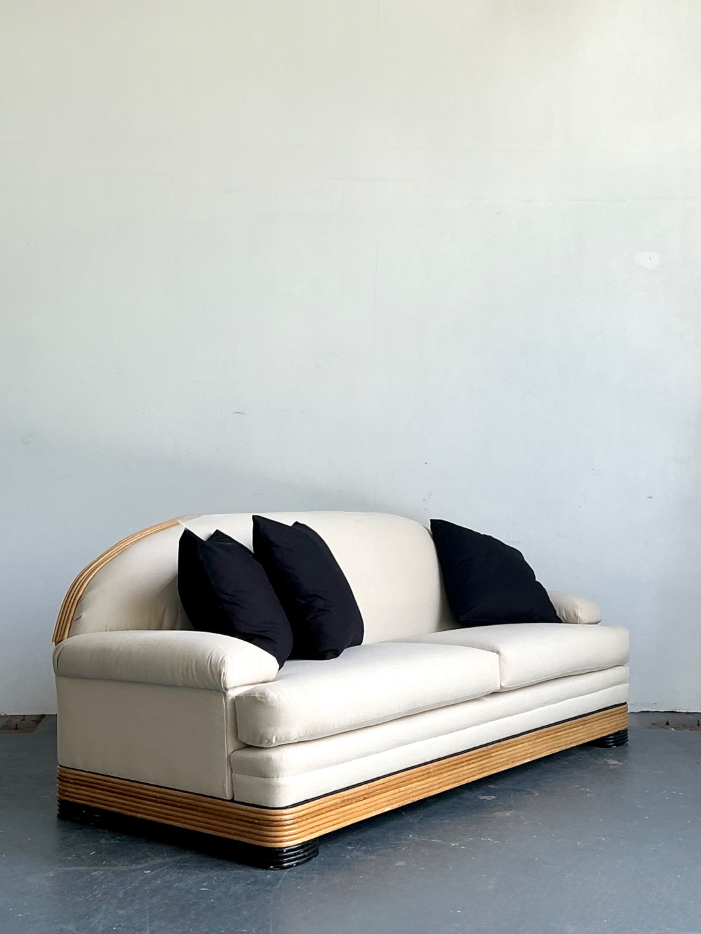 Vintage Stacked Reed Sofa - Side view