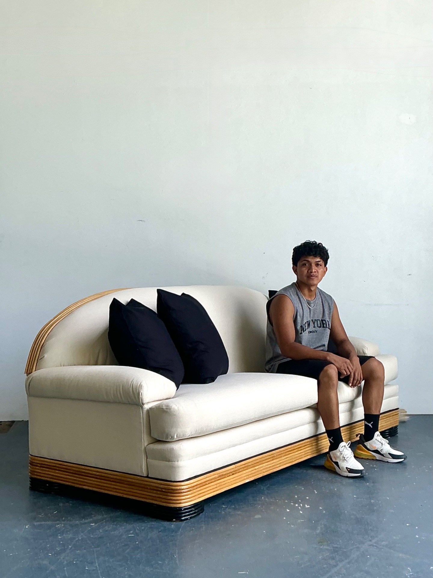 Vintage Stacked Reed Sofa - Back view