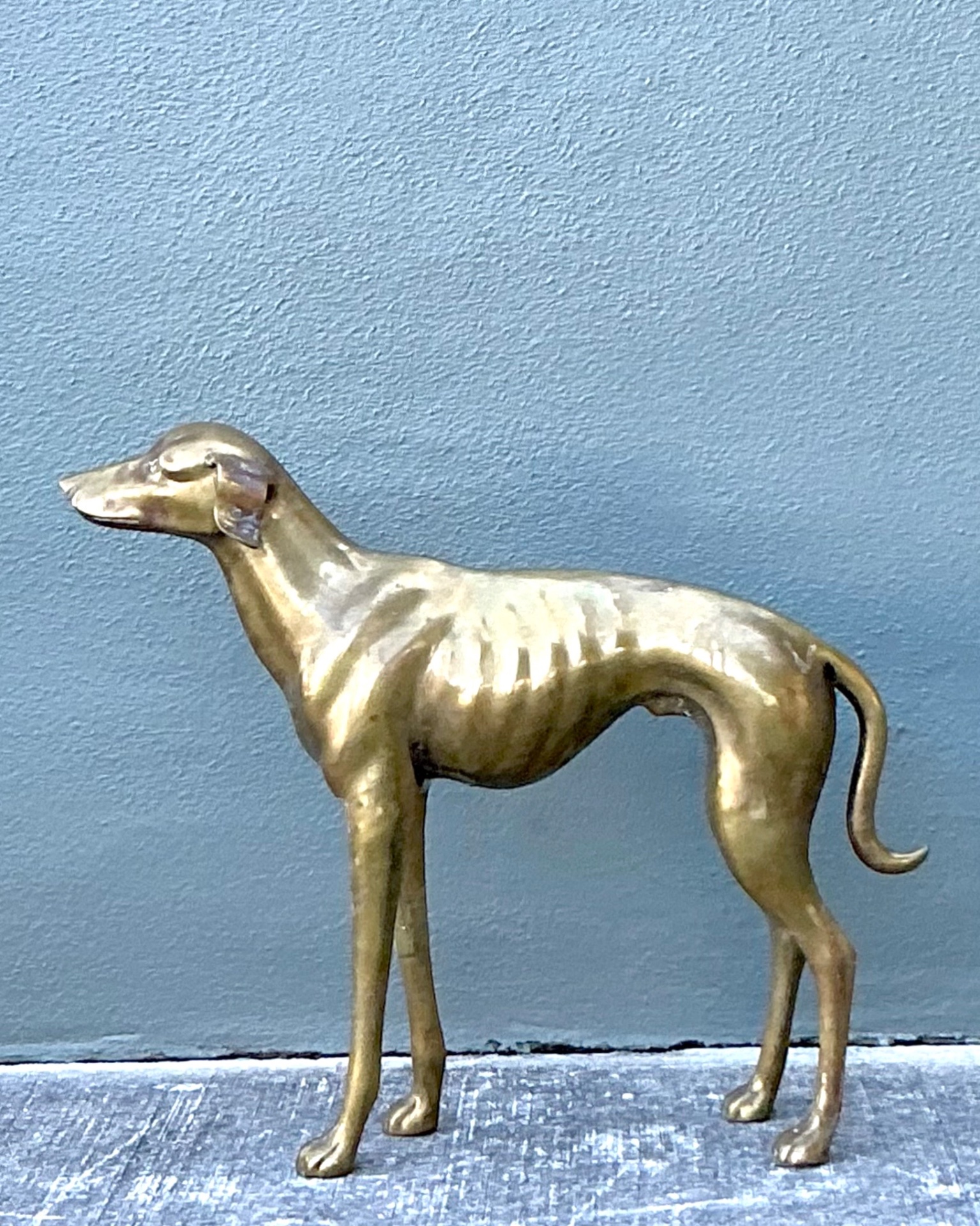 Vintage Monumental Brass Greyhound - Side view