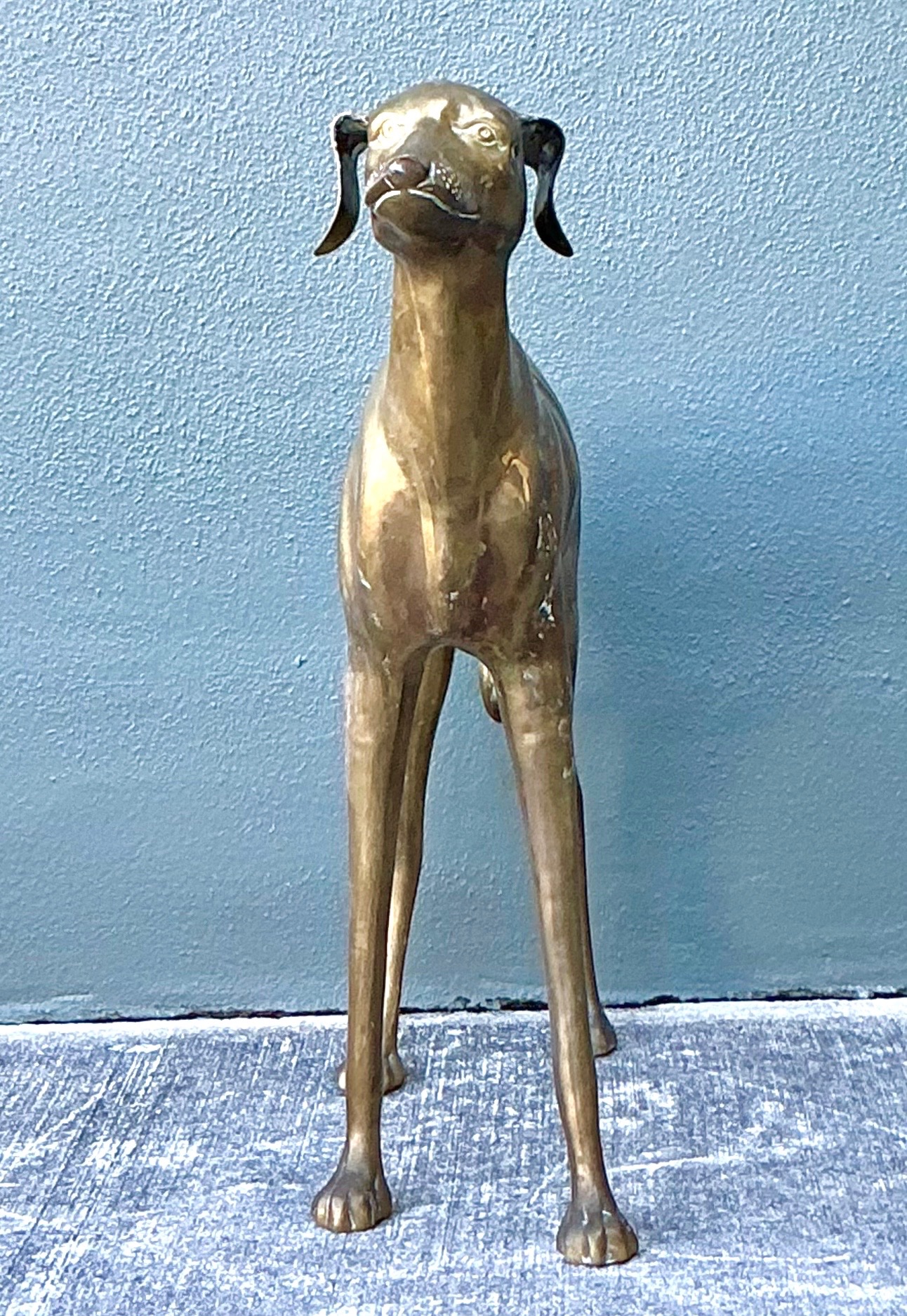 Vintage Monumental Brass Greyhound - Bronze, 34W x 29.5H - Top view