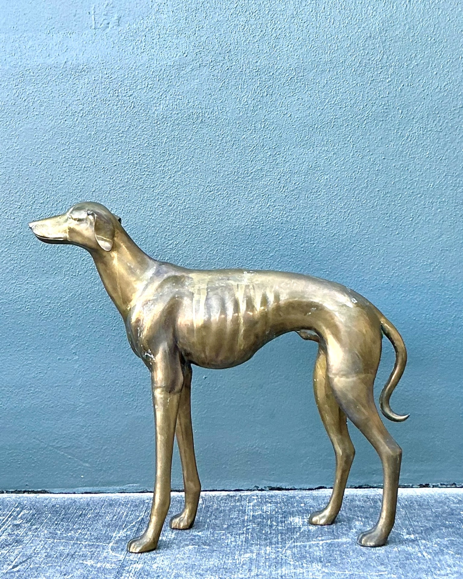 Vintage Monumental Brass Greyhound - Bronze, 34W x 29.5H - Detail view