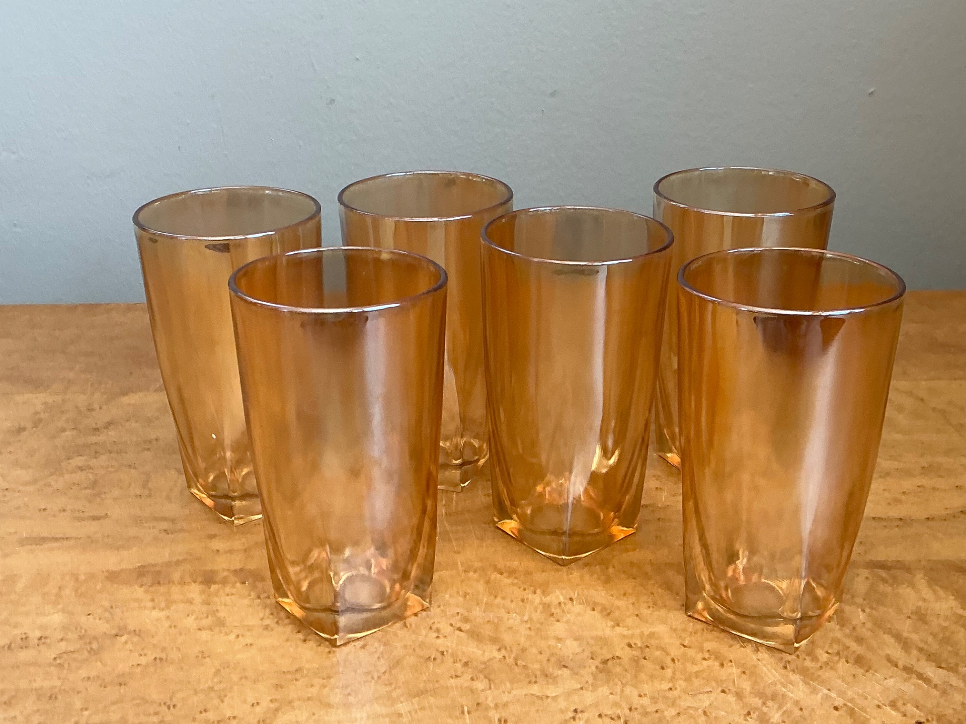 Vintage Amber Glass Tumblers - Set of 6 - Detail view