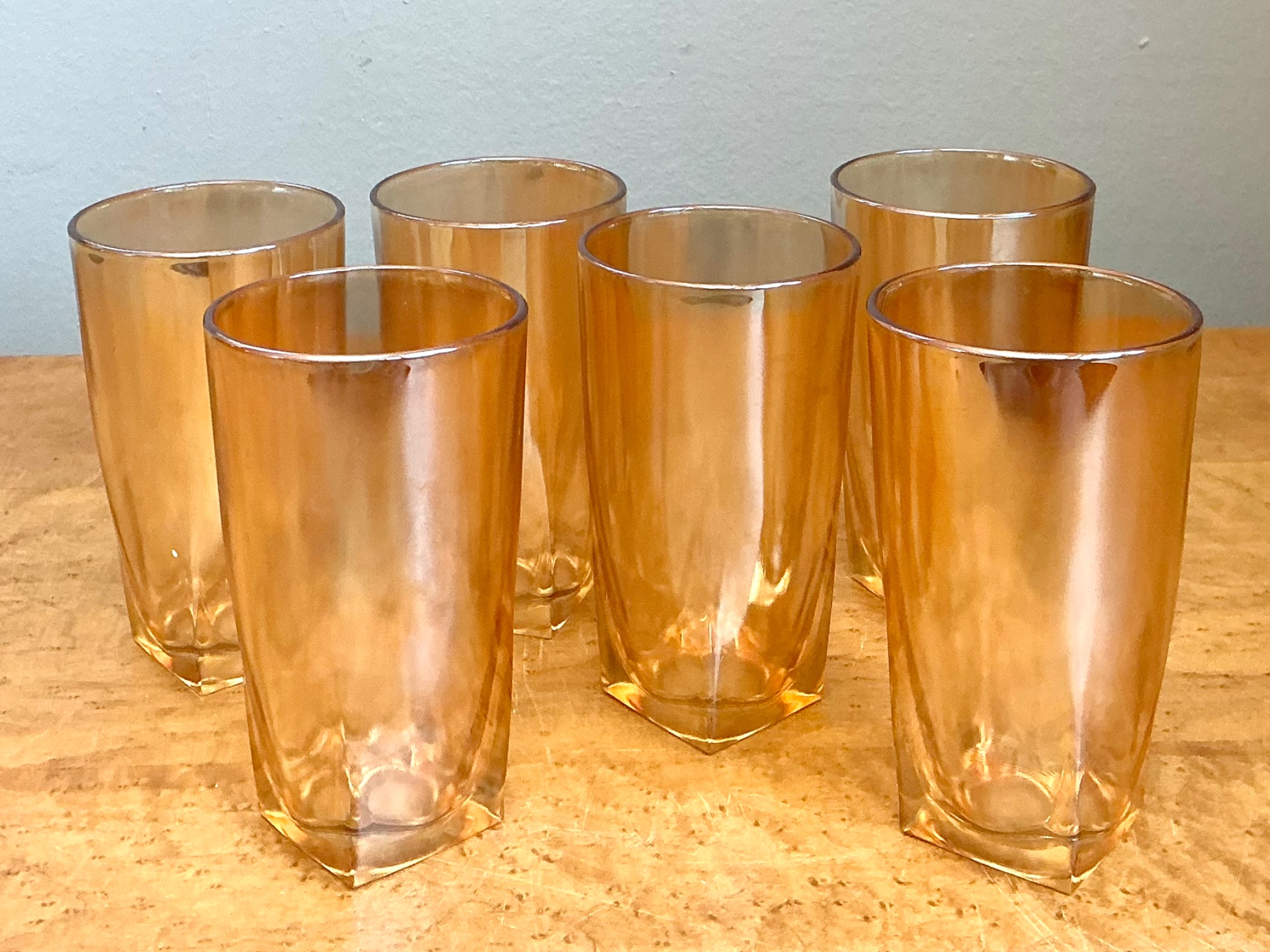 Vintage Amber Glass Tumblers - Set of 6 - Back view
