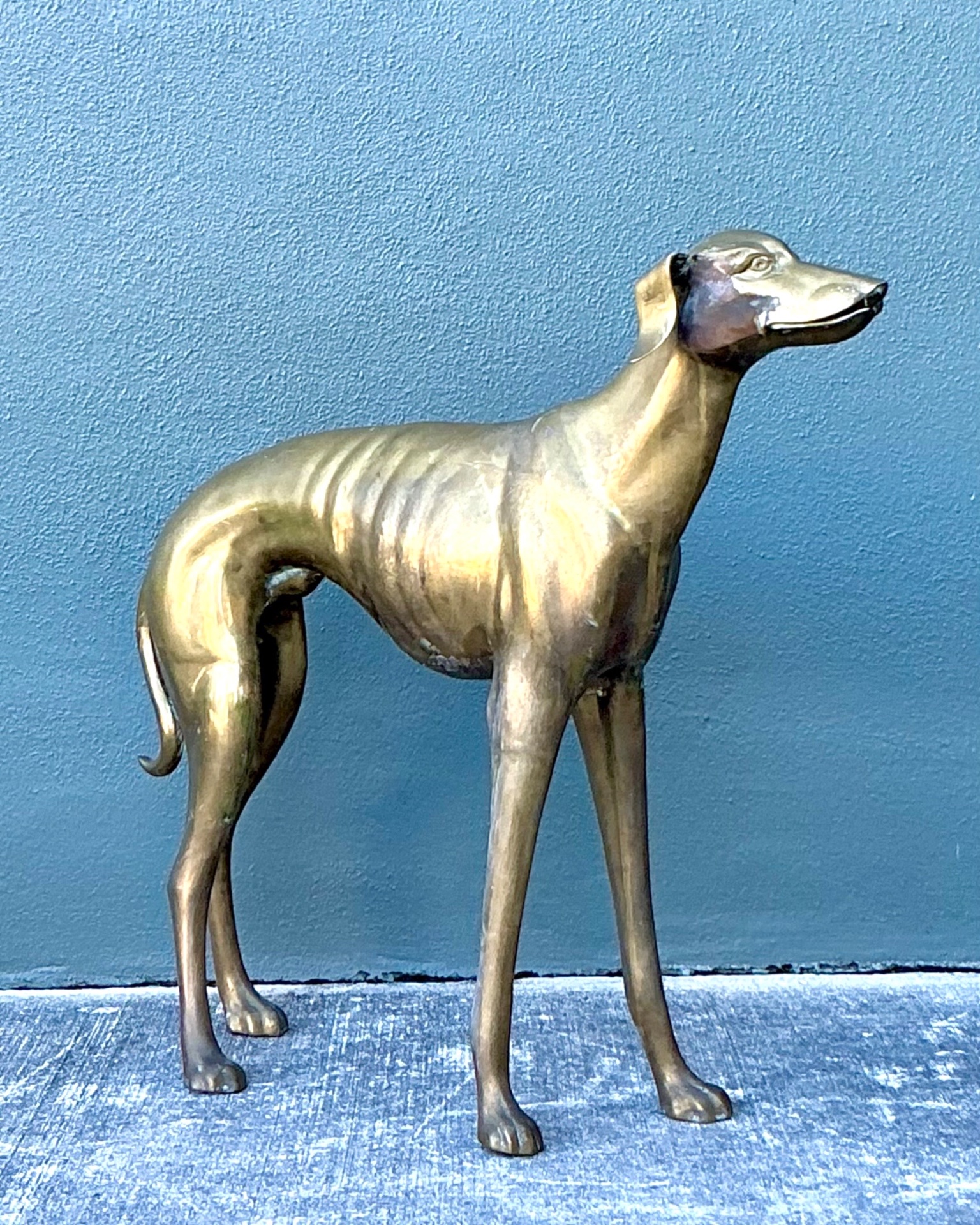 Vintage Monumental Brass Greyhound - Bronze, 34W x 29.5H - Back view