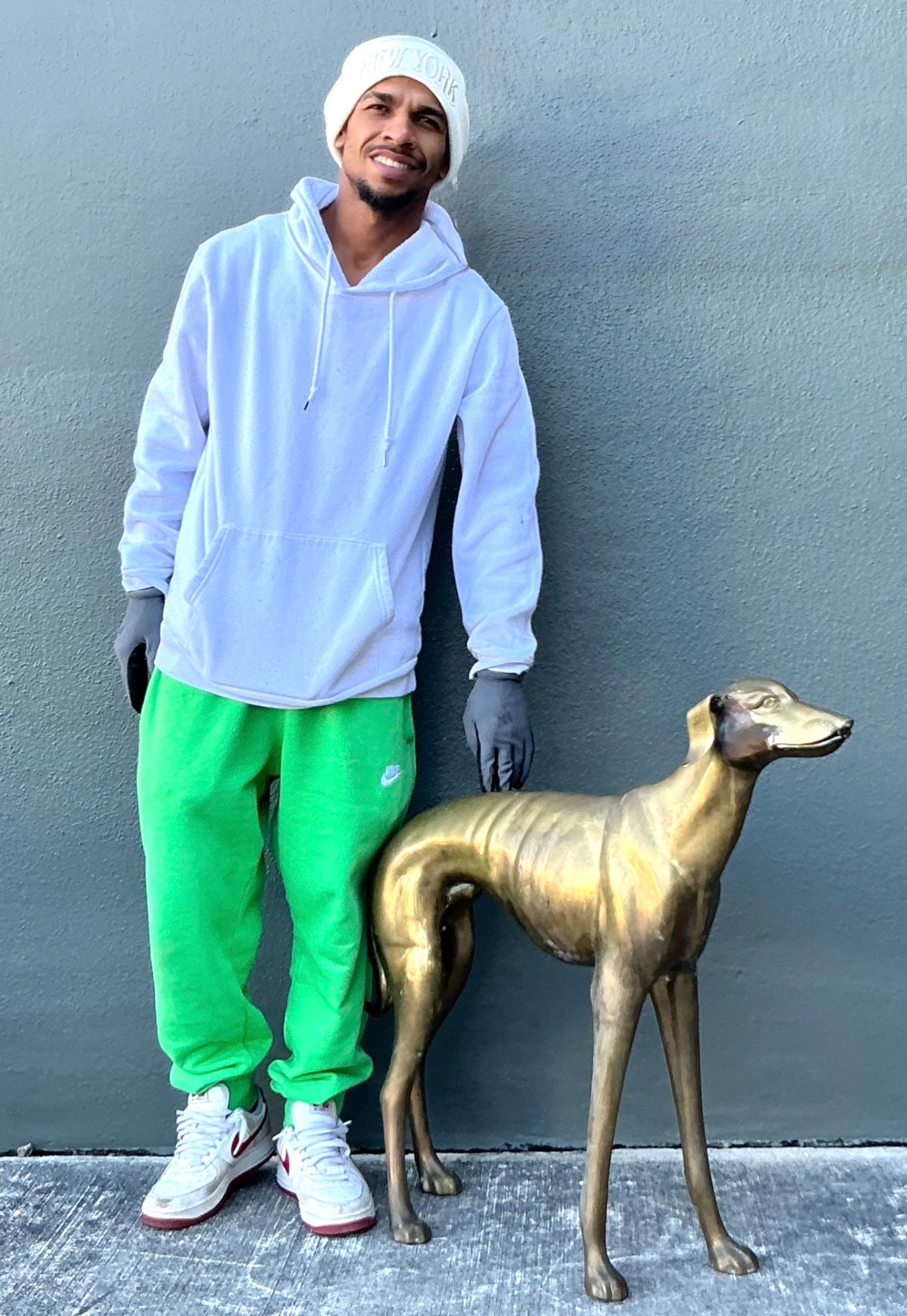 Vintage Monumental Brass Greyhound - Bronze, 34W x 29.5H - Side view