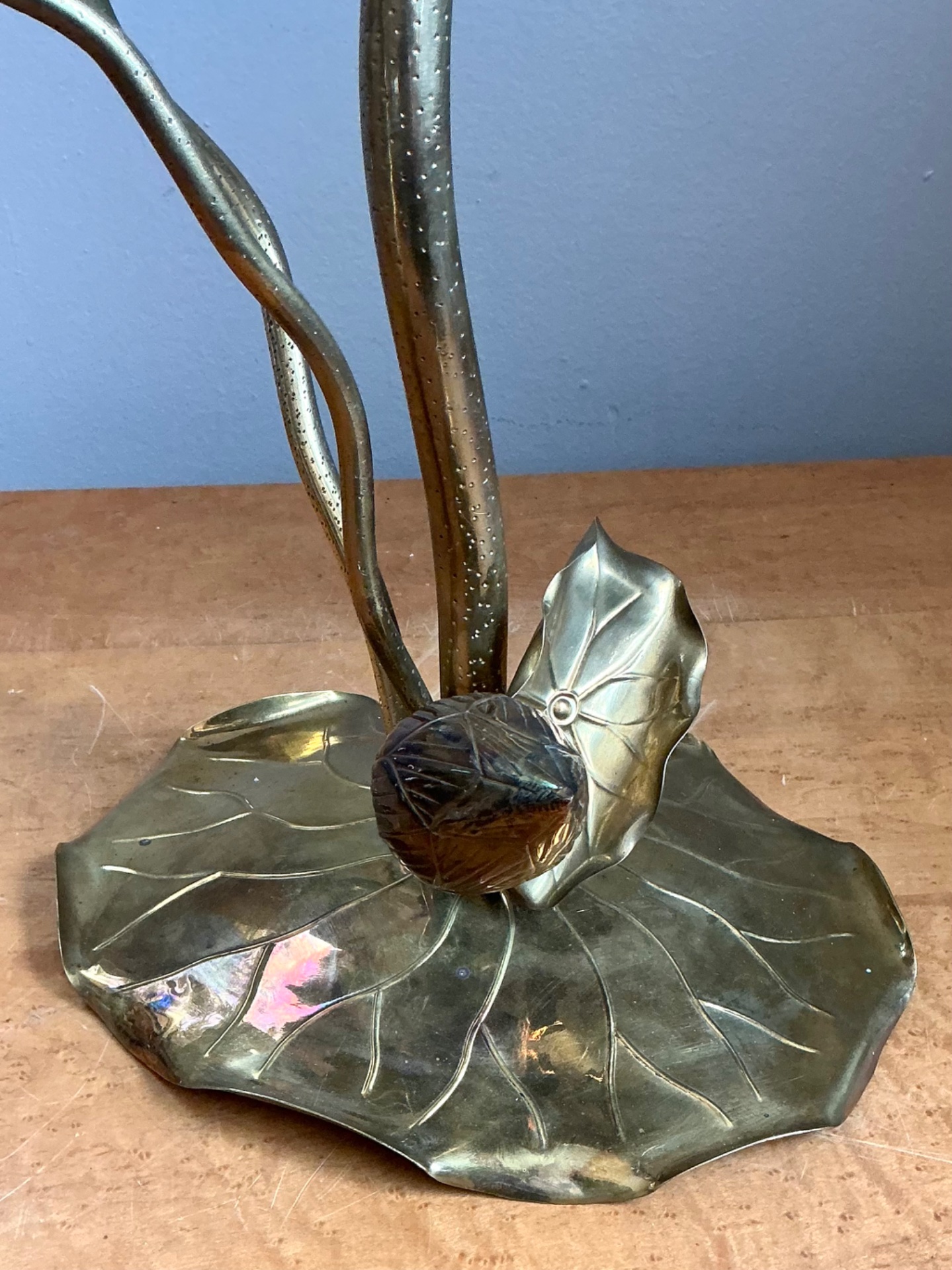 Vintage Carole Stupell Brass Lotus Leaf Accent Table - Top view