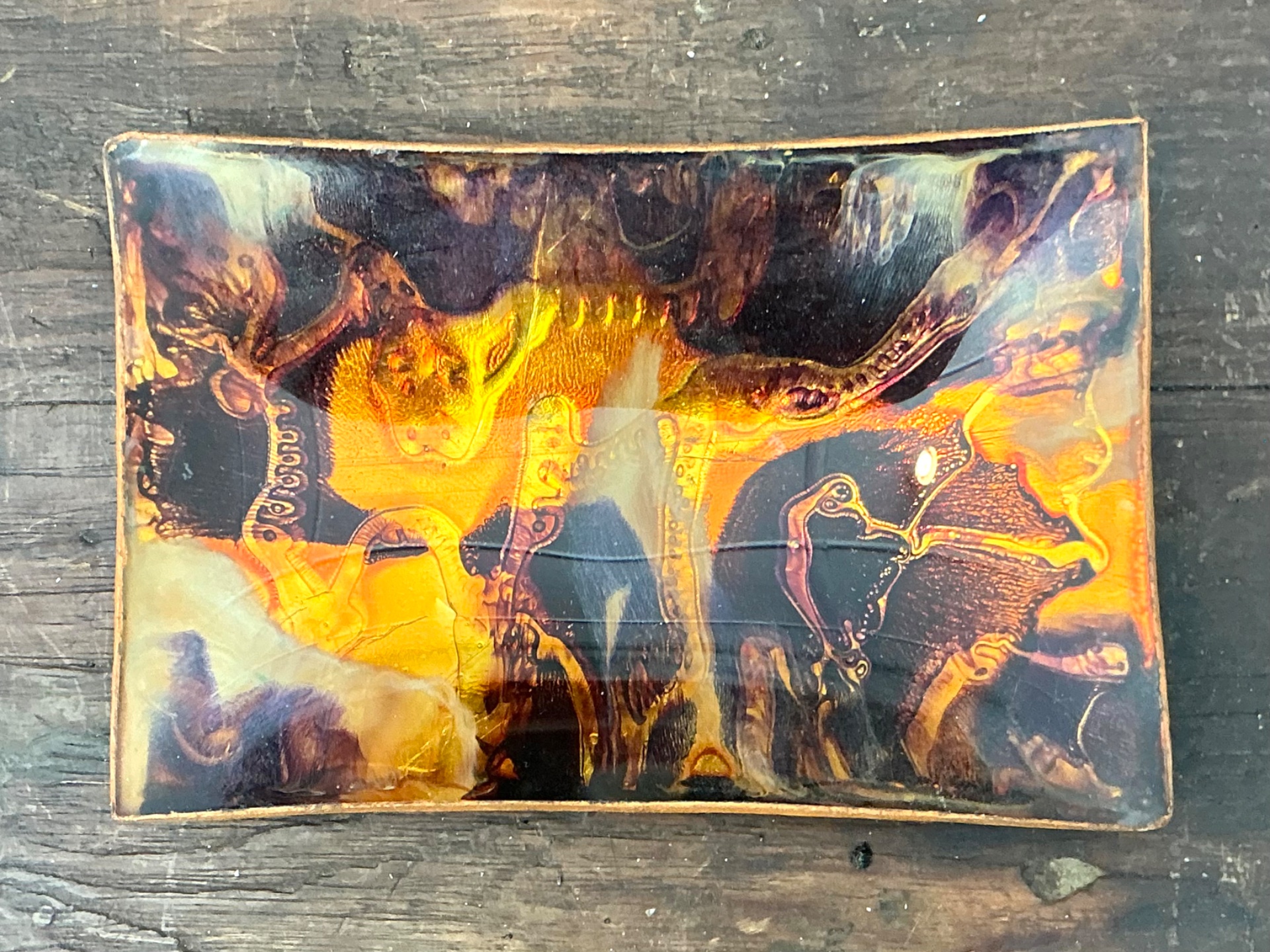 Vintage Multicolor Glass Decorative Tray - Side view