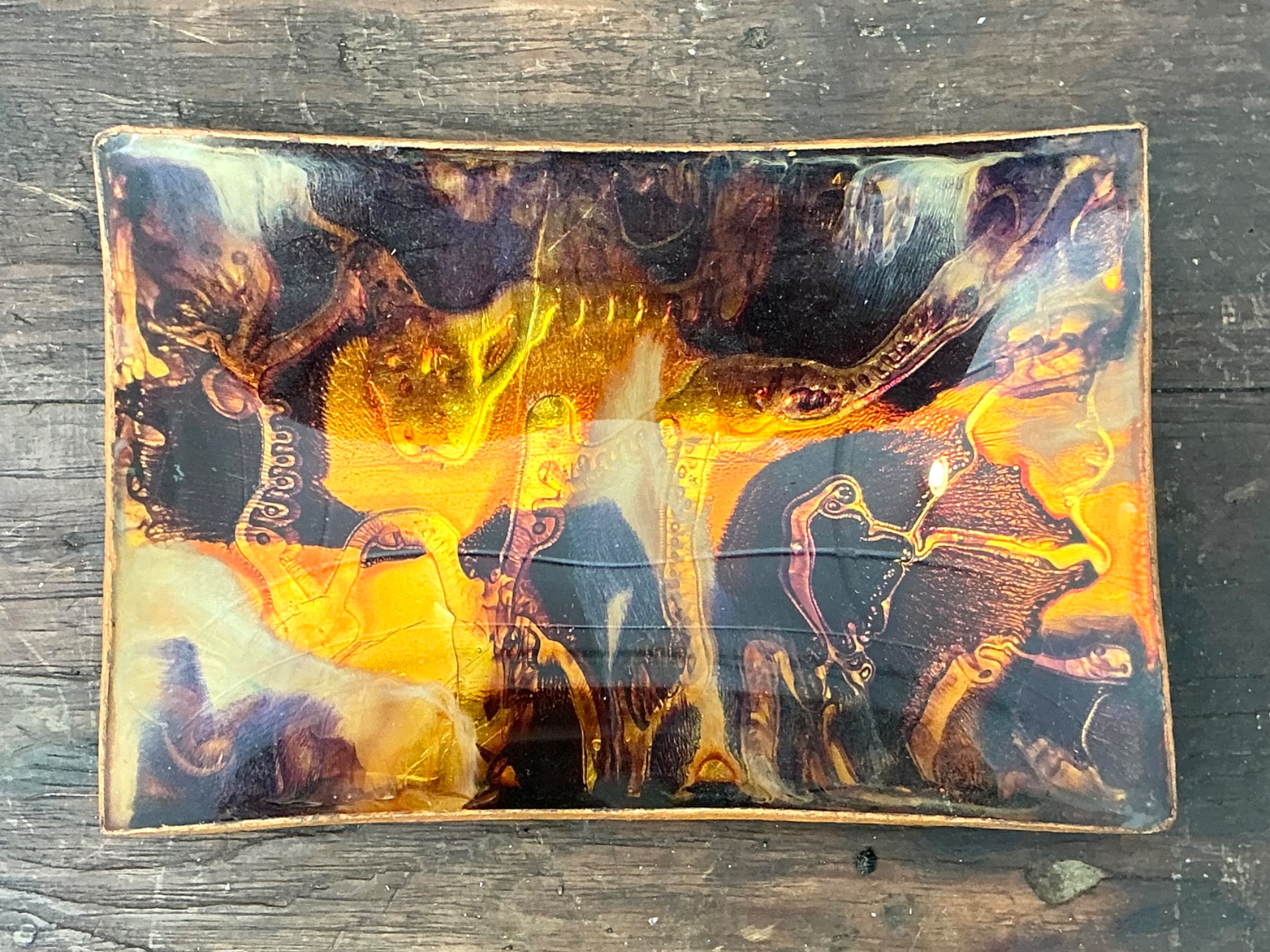Vintage Multicolor Glass Decorative Tray - Top view