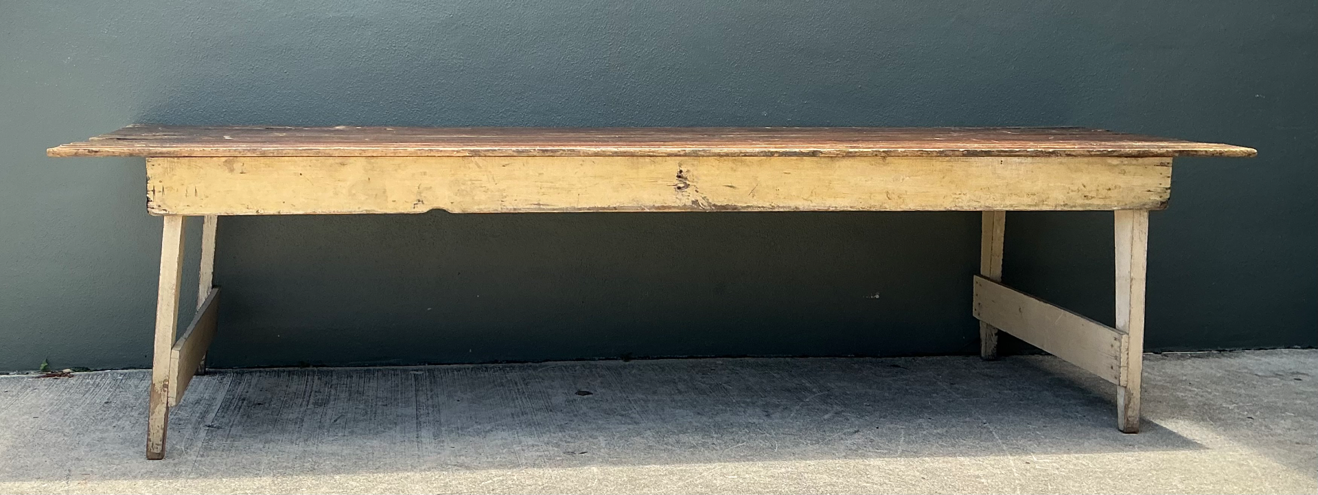 Vintage Rustic Wood Farmhouse Table - Back view