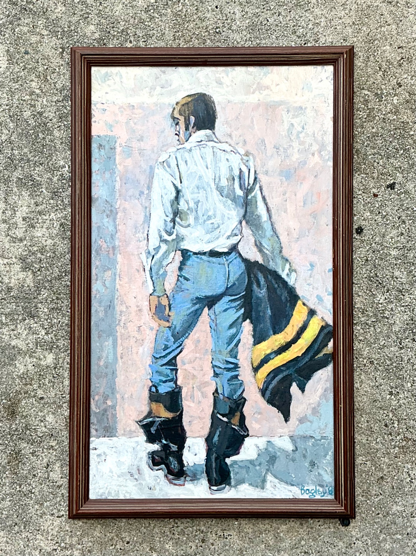 Bagley Framed Male Figure Painting - Top view