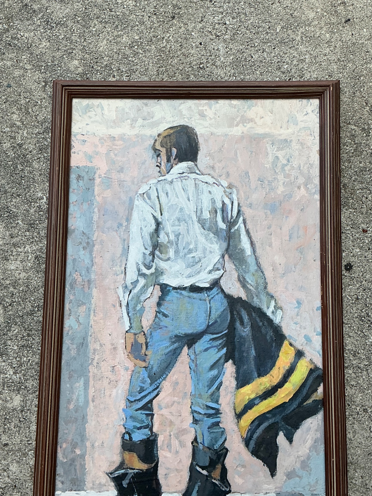 Bagley Framed Male Figure Painting - Side view
