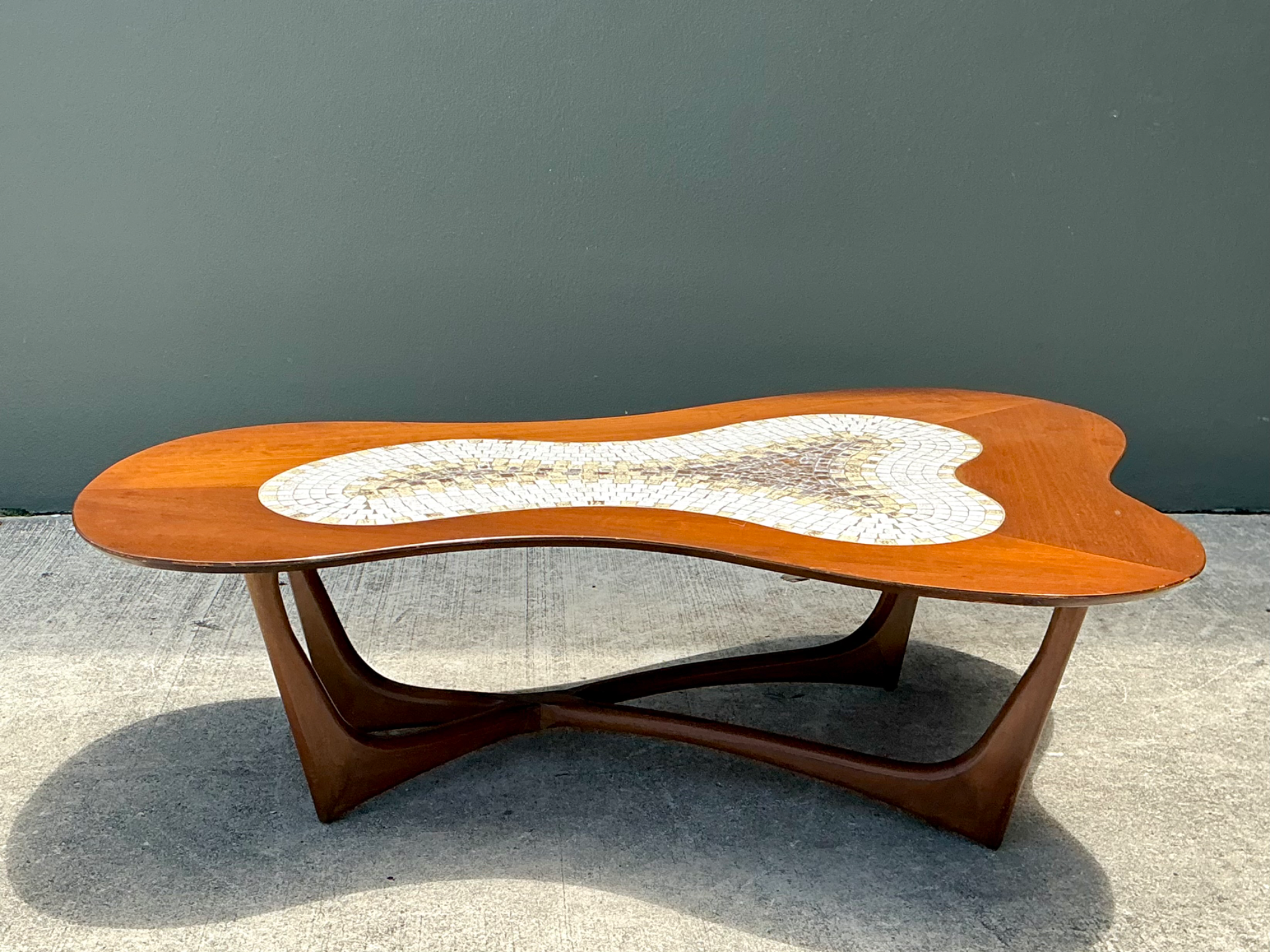 Vintage Biomorphic Mosaic Top Coffee Table - Side view