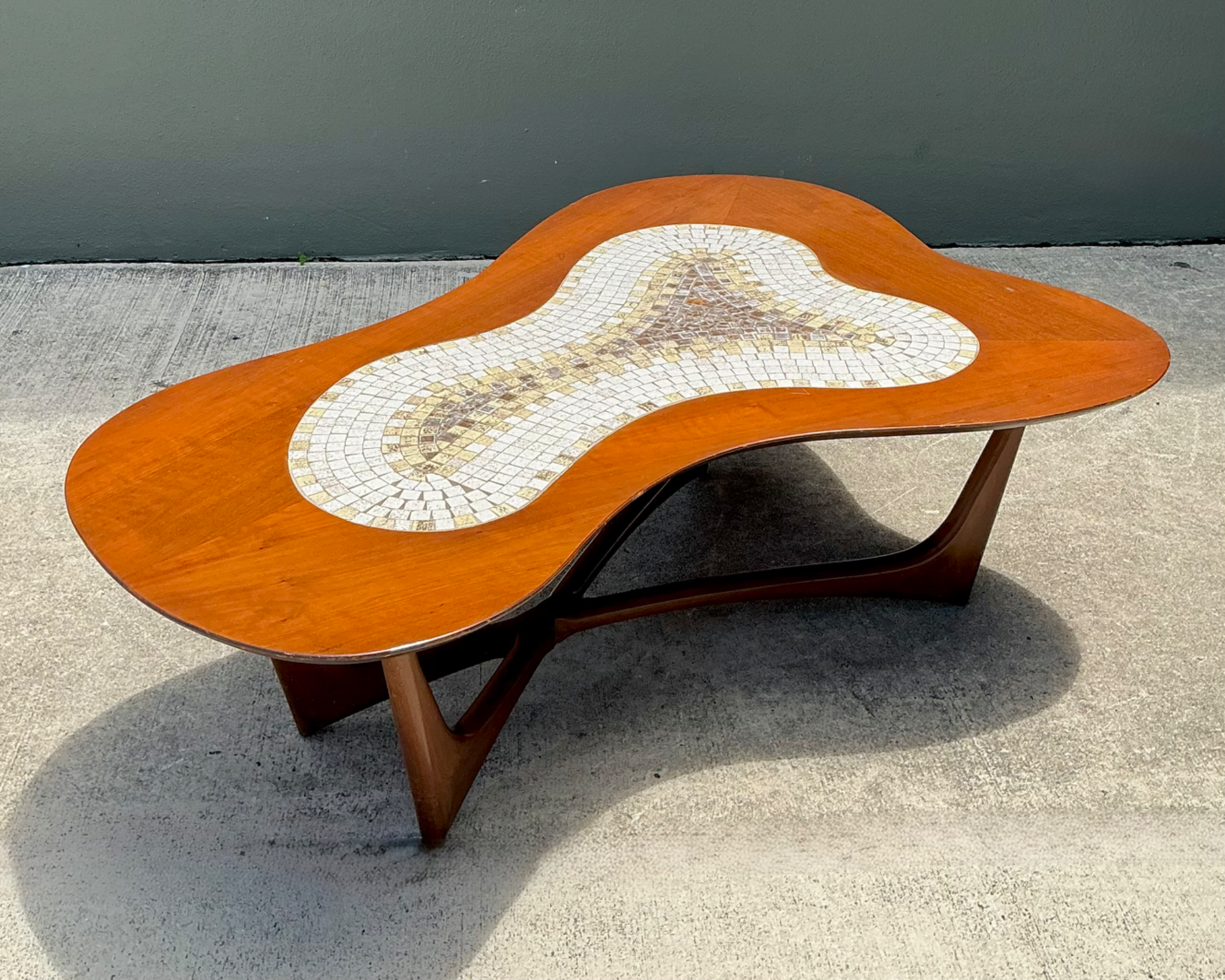 Vintage Biomorphic Mosaic Top Coffee Table - Back view