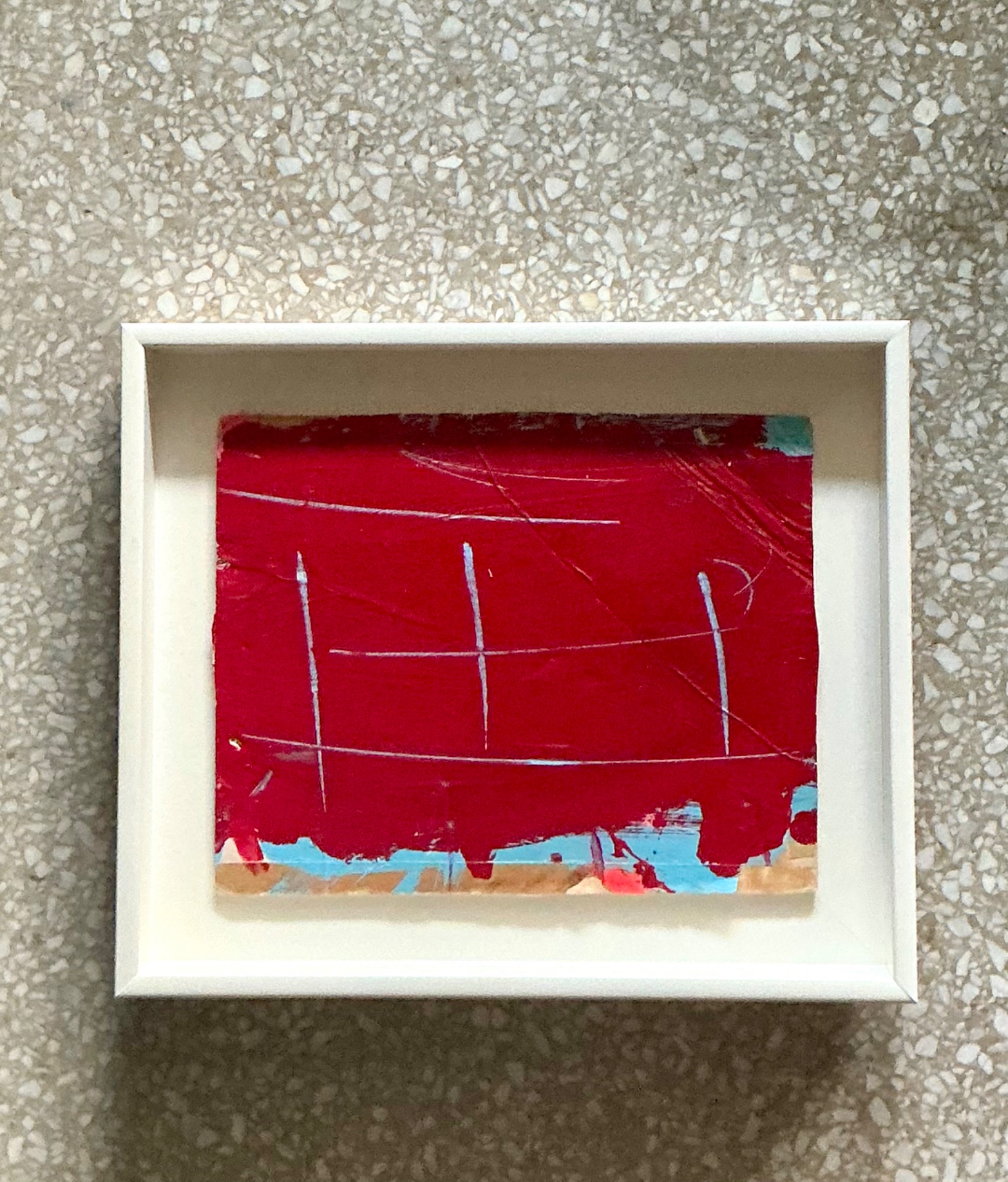 Vintage Framed Red Abstract Painting - Back view