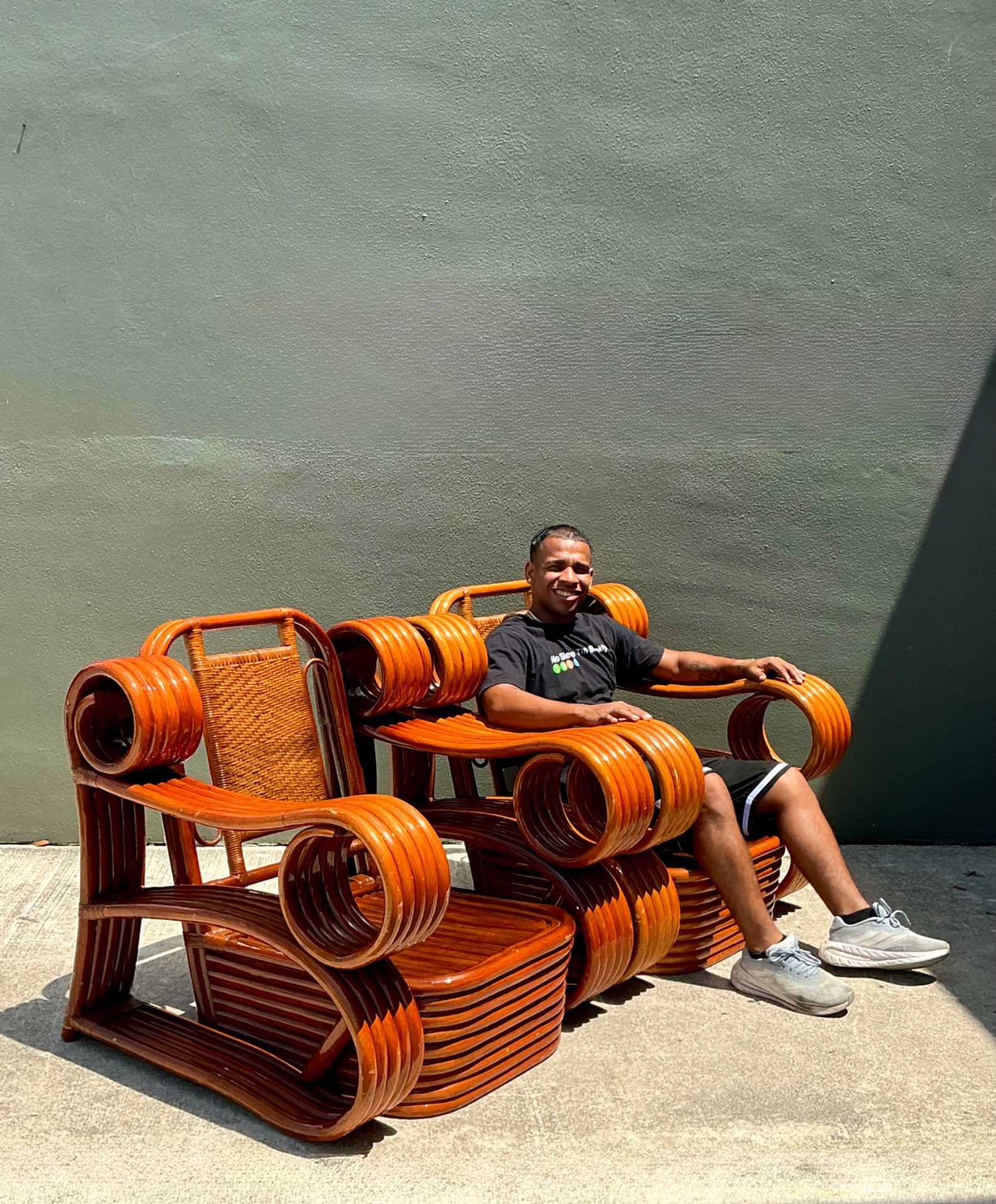 Vintage Italian Sculptural Rattan And Cane Lounge Chairs - A Pair - Top view