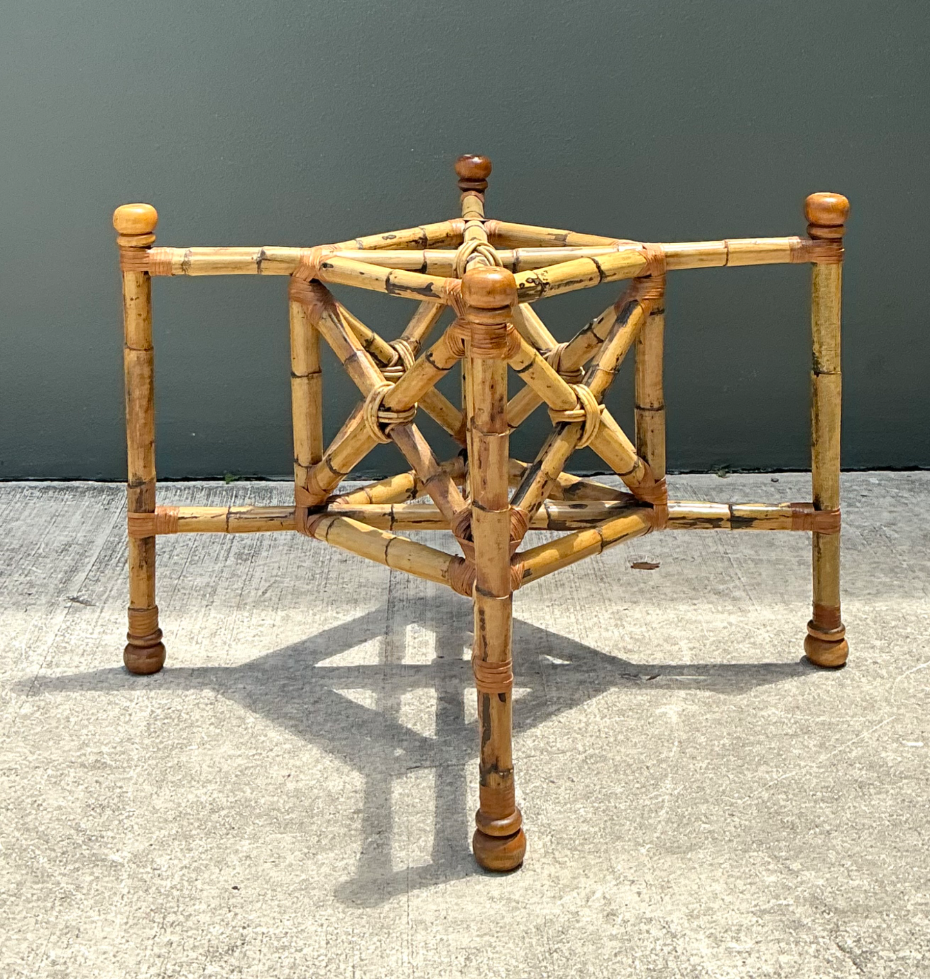 Vintage Bamboo and Glass Dining Table - Detail view