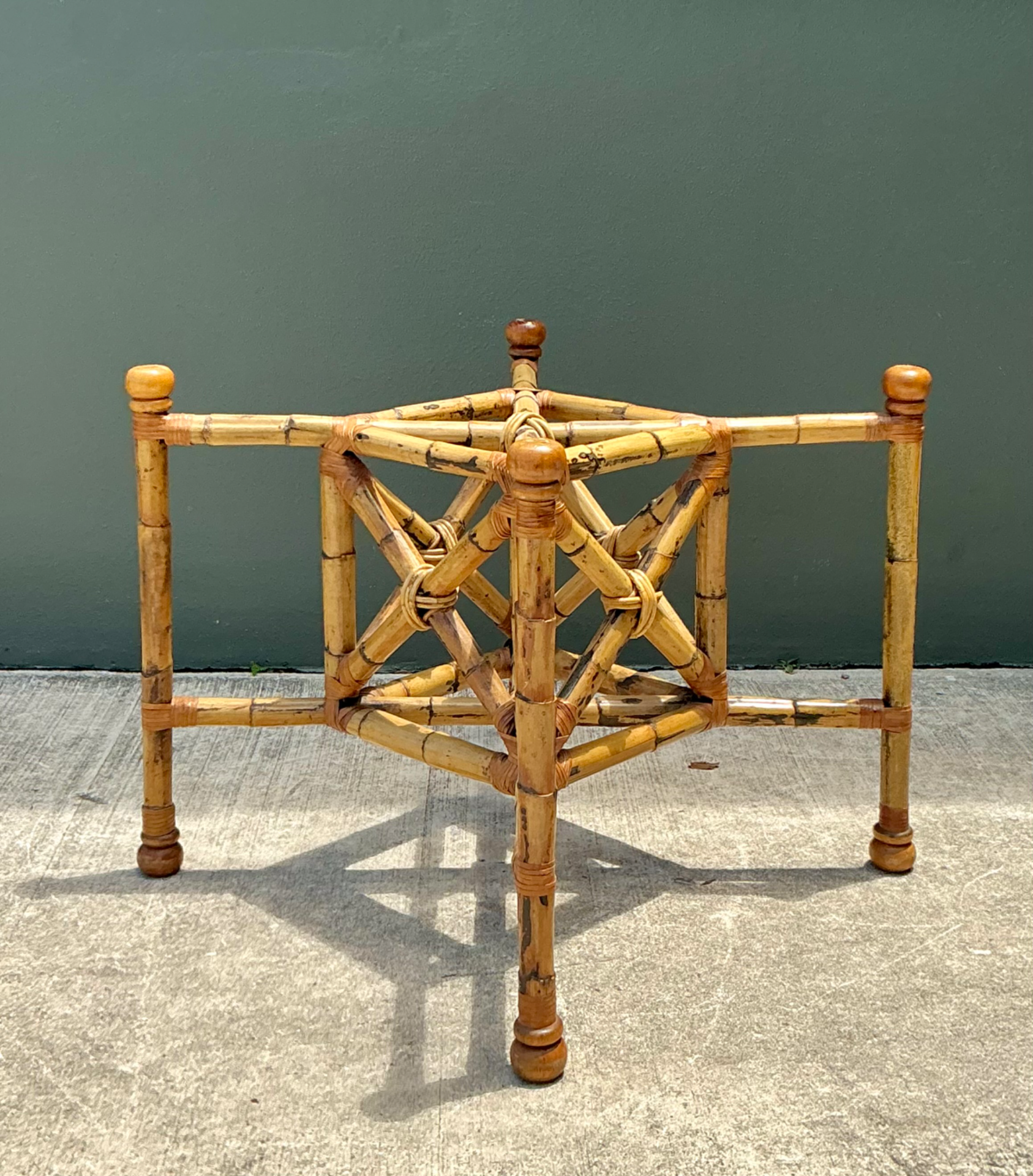 Vintage Bamboo and Glass Dining Table - Back view