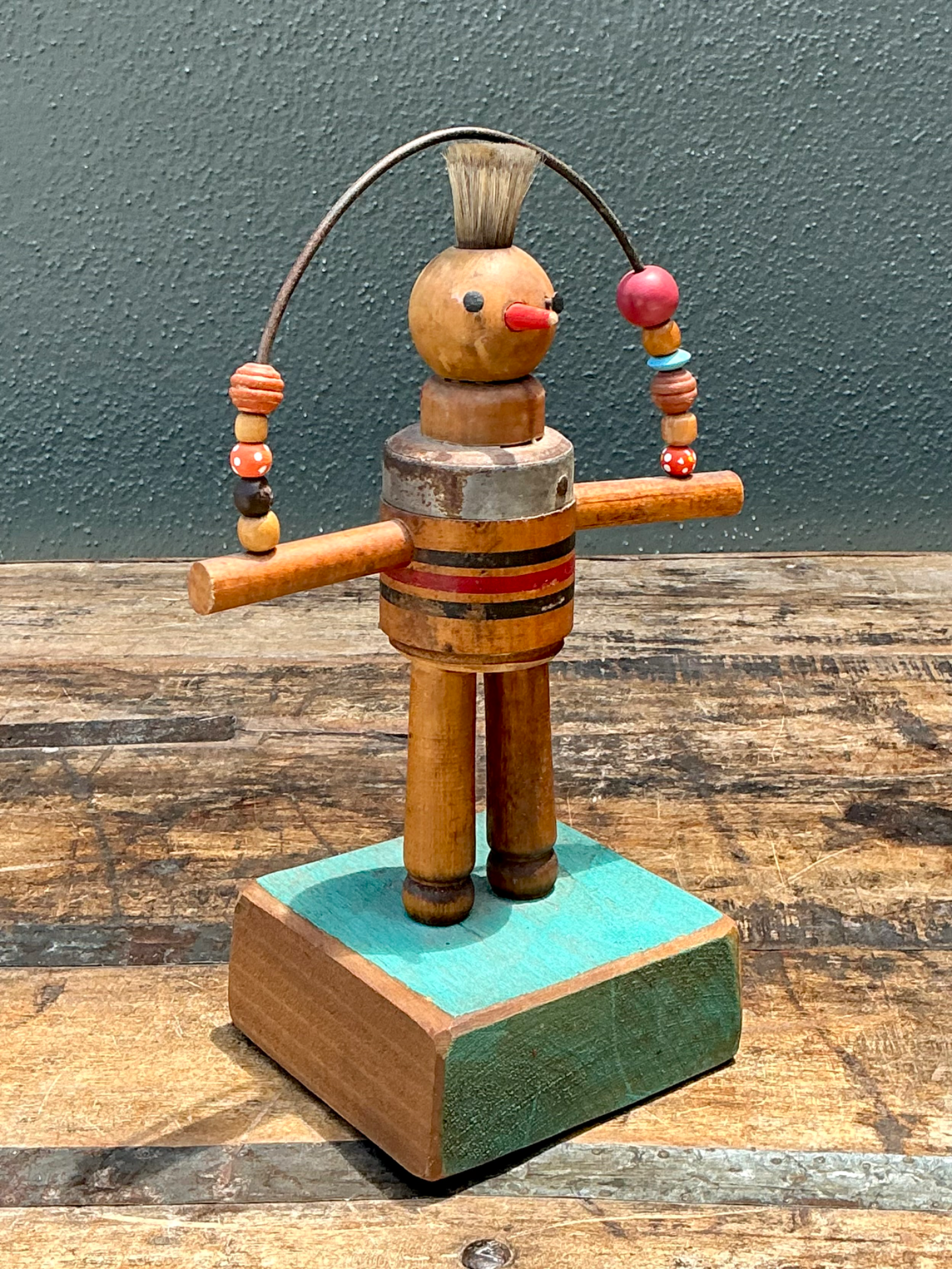 Vintage Wood and Metal Figurative Found Object Sculpture - Detail view