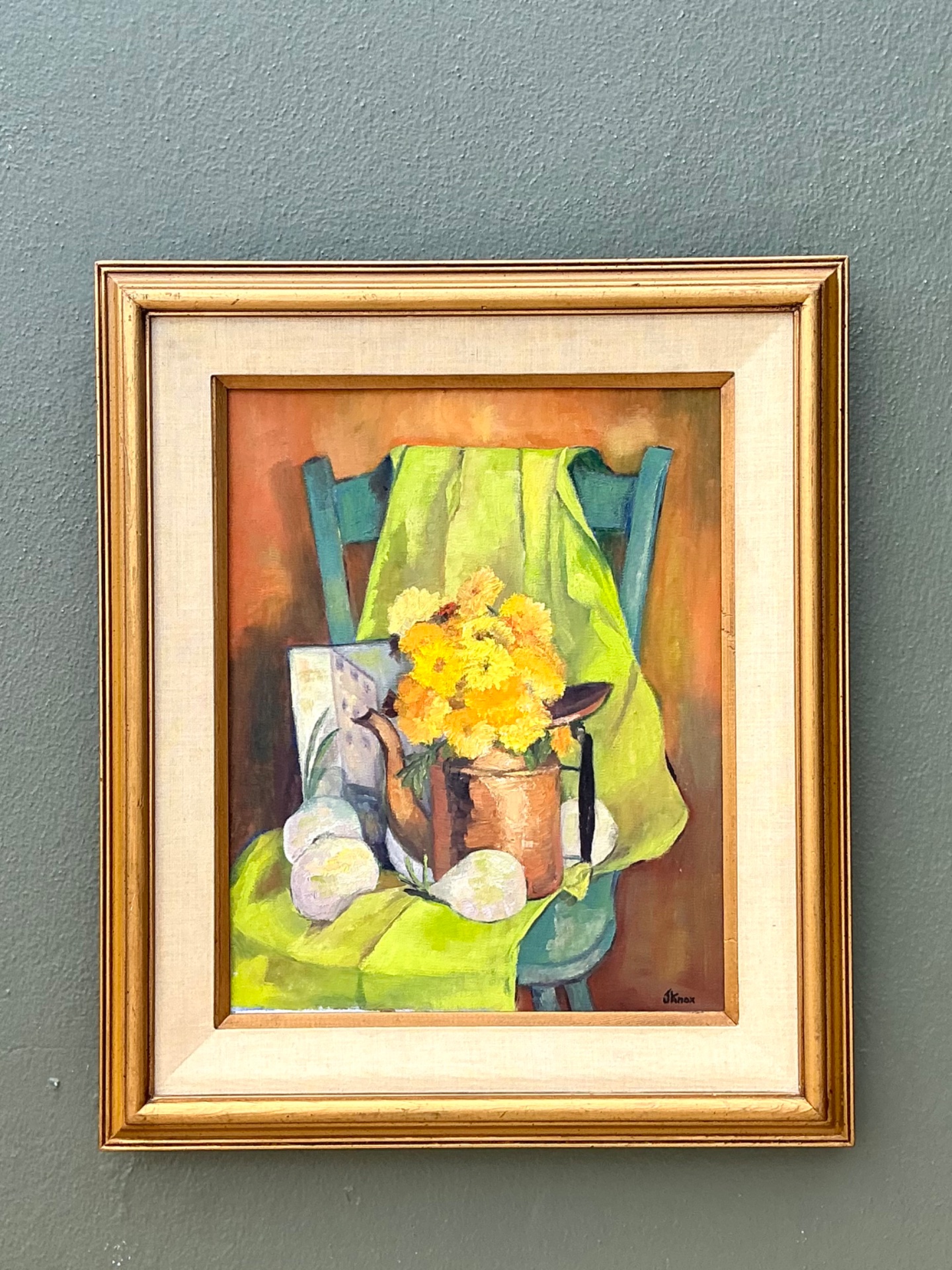 Vintage Framed Still Life Painting - Copper, 23.25W x 27.25H - Top view