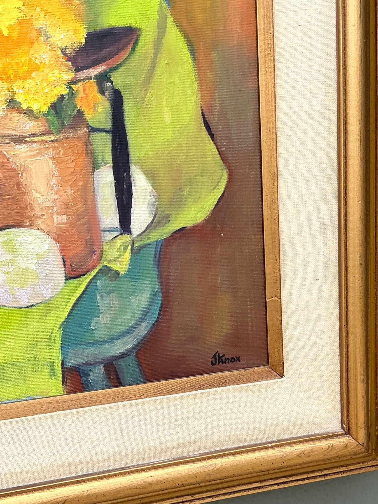 Vintage Framed Still Life Painting - Copper, 23.25W x 27.25H - Back view