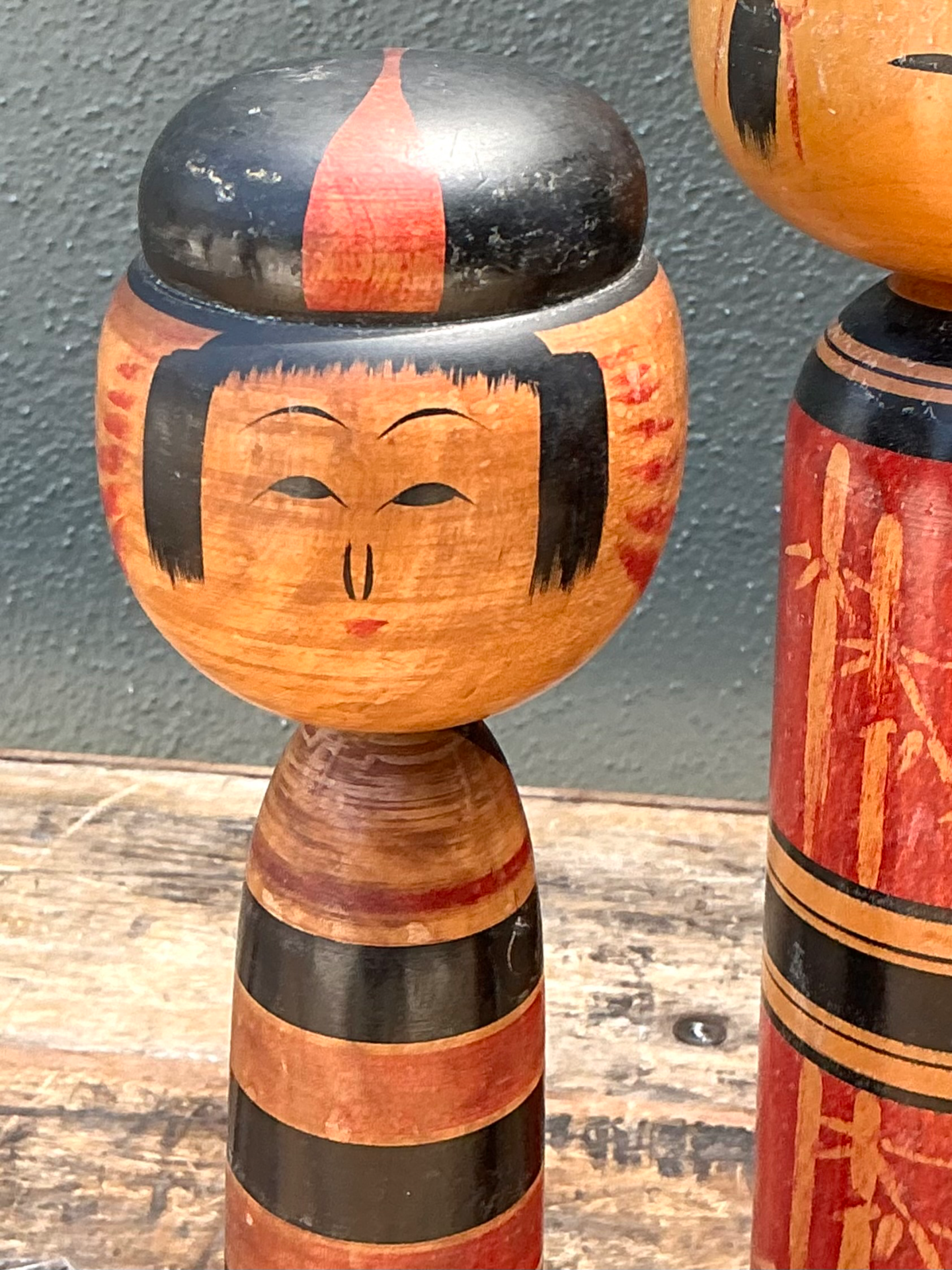 Vintage Japanese Kokeshi Dolls - Set of Three - Detail view
