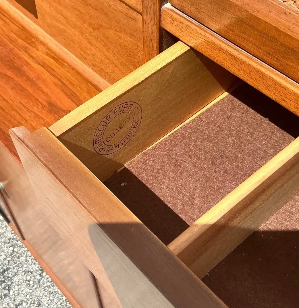 Vintage Mid-Century Modern Cane Front Cabinet - Back view