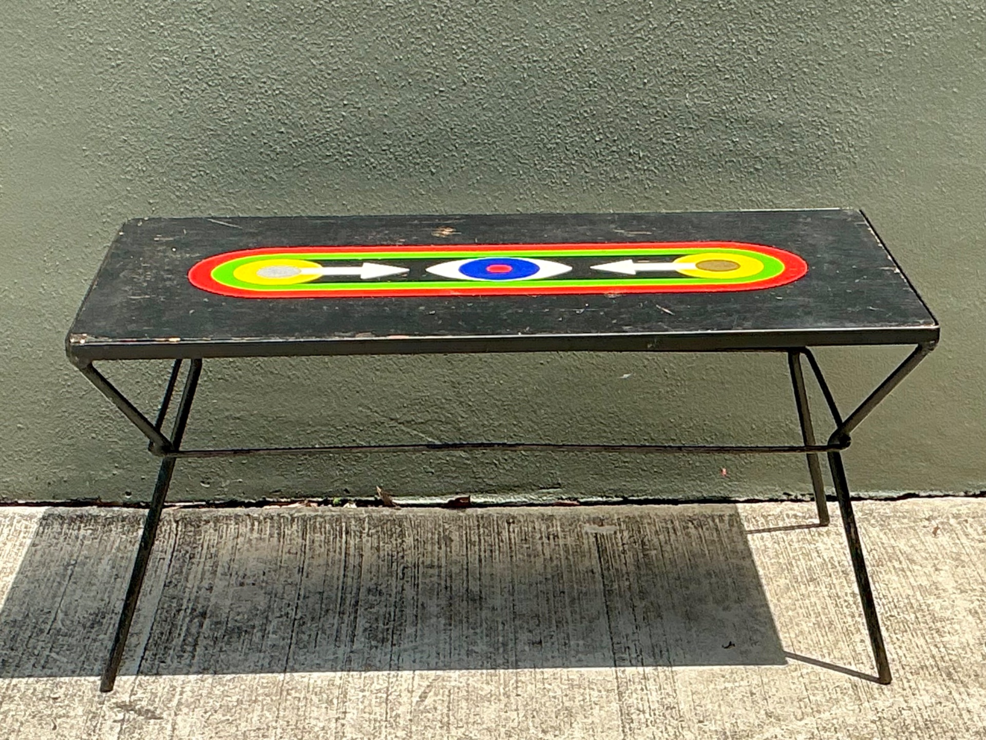 Vintage Geometric Painted Wood Table - Detail view