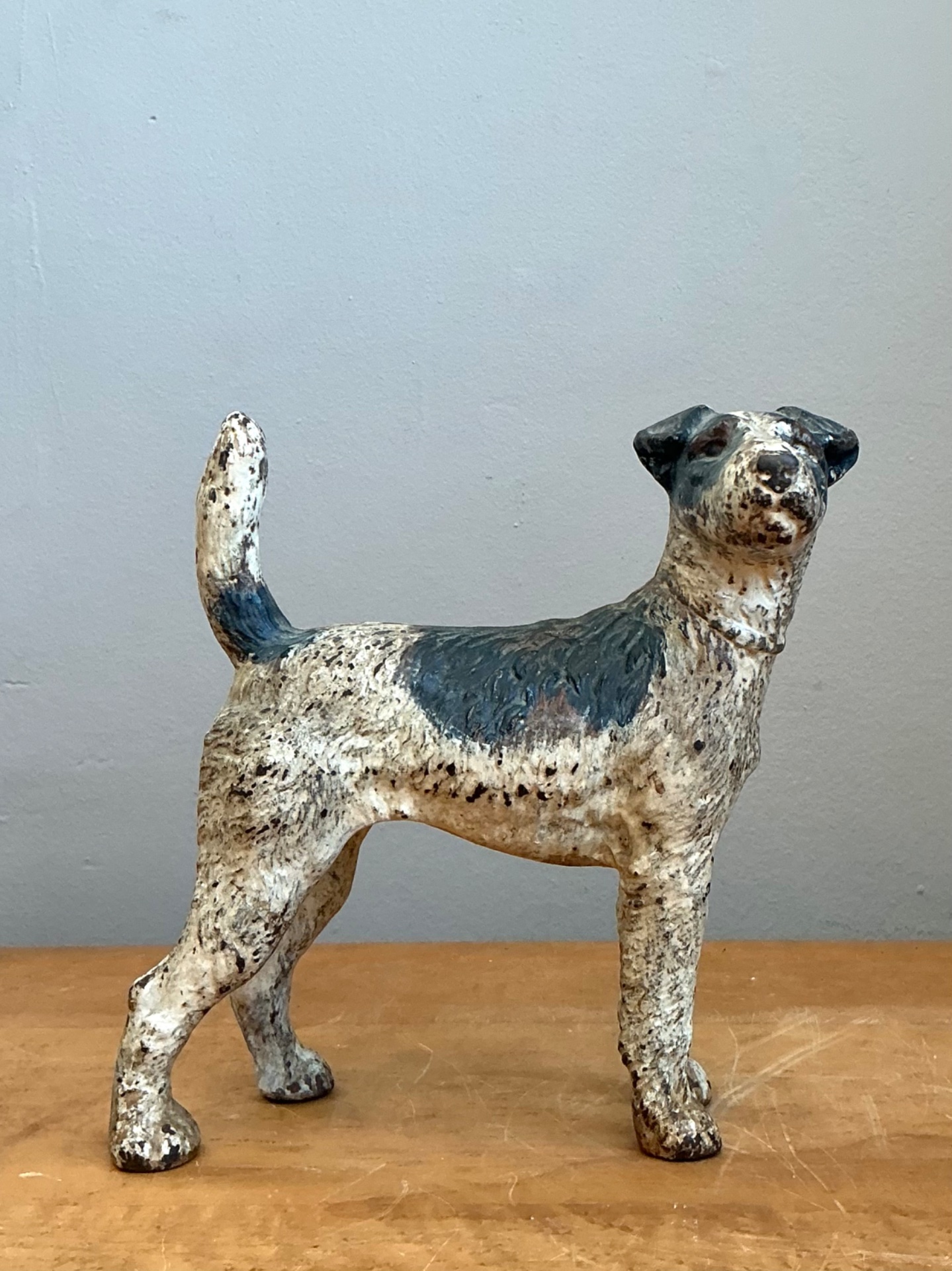 Vintage Cast Iron Jack Russell Terrier Dog Doorstop - Side view