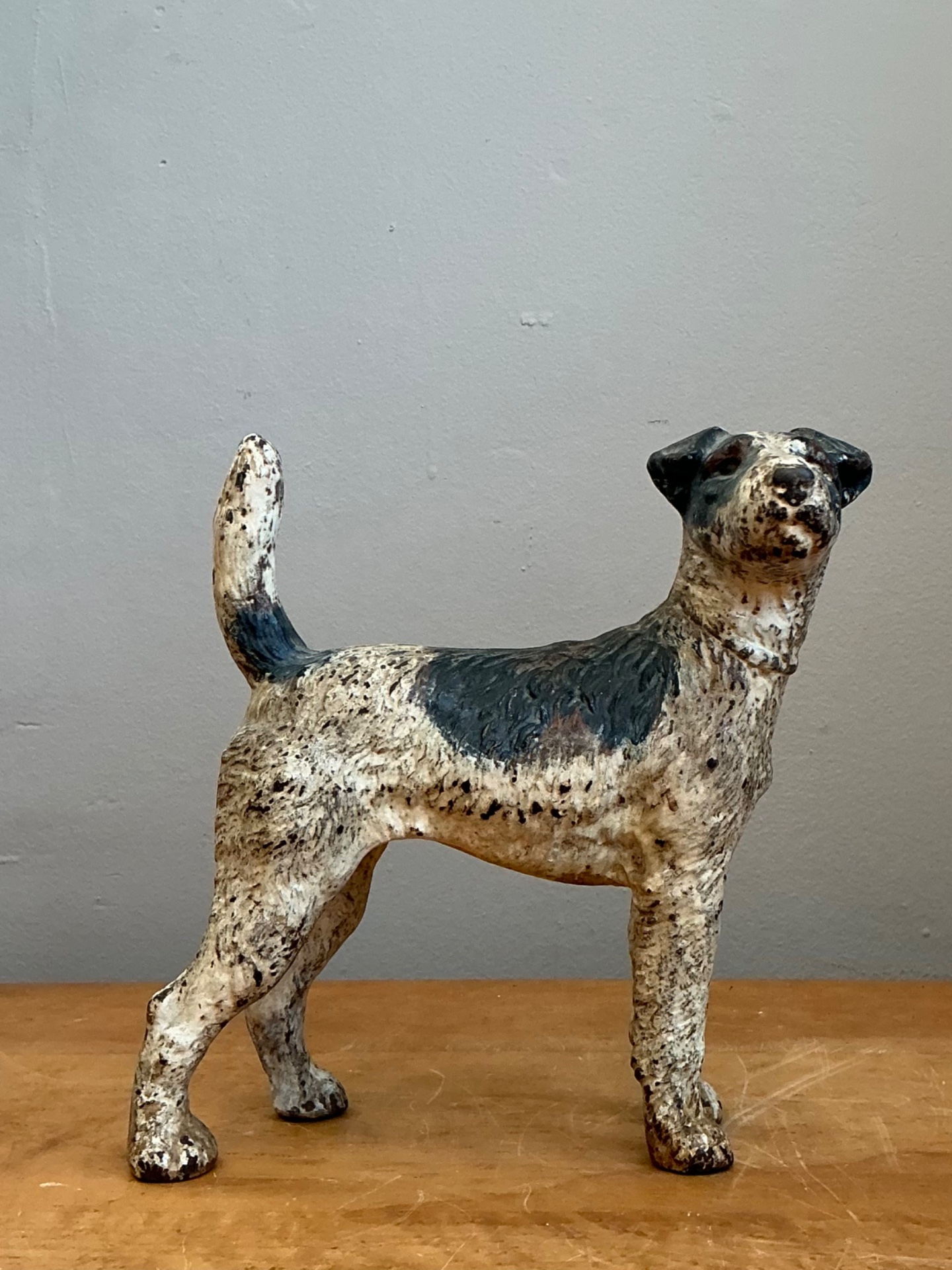 Vintage Cast Iron Jack Russell Terrier Dog Doorstop - Back view