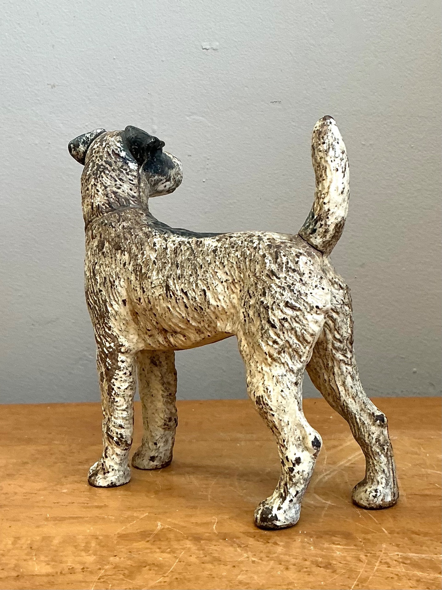 Vintage Cast Iron Jack Russell Terrier Dog Doorstop - Top view
