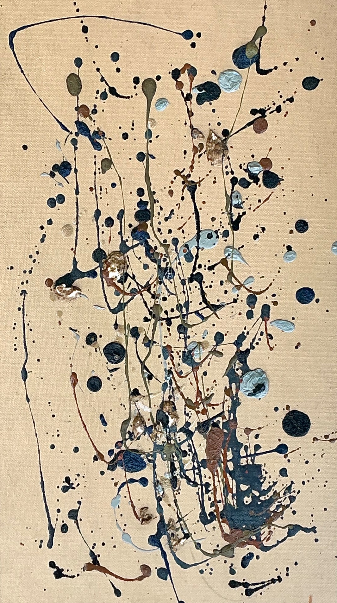 Vintage Abstract Drip Painting in Frame - Top view