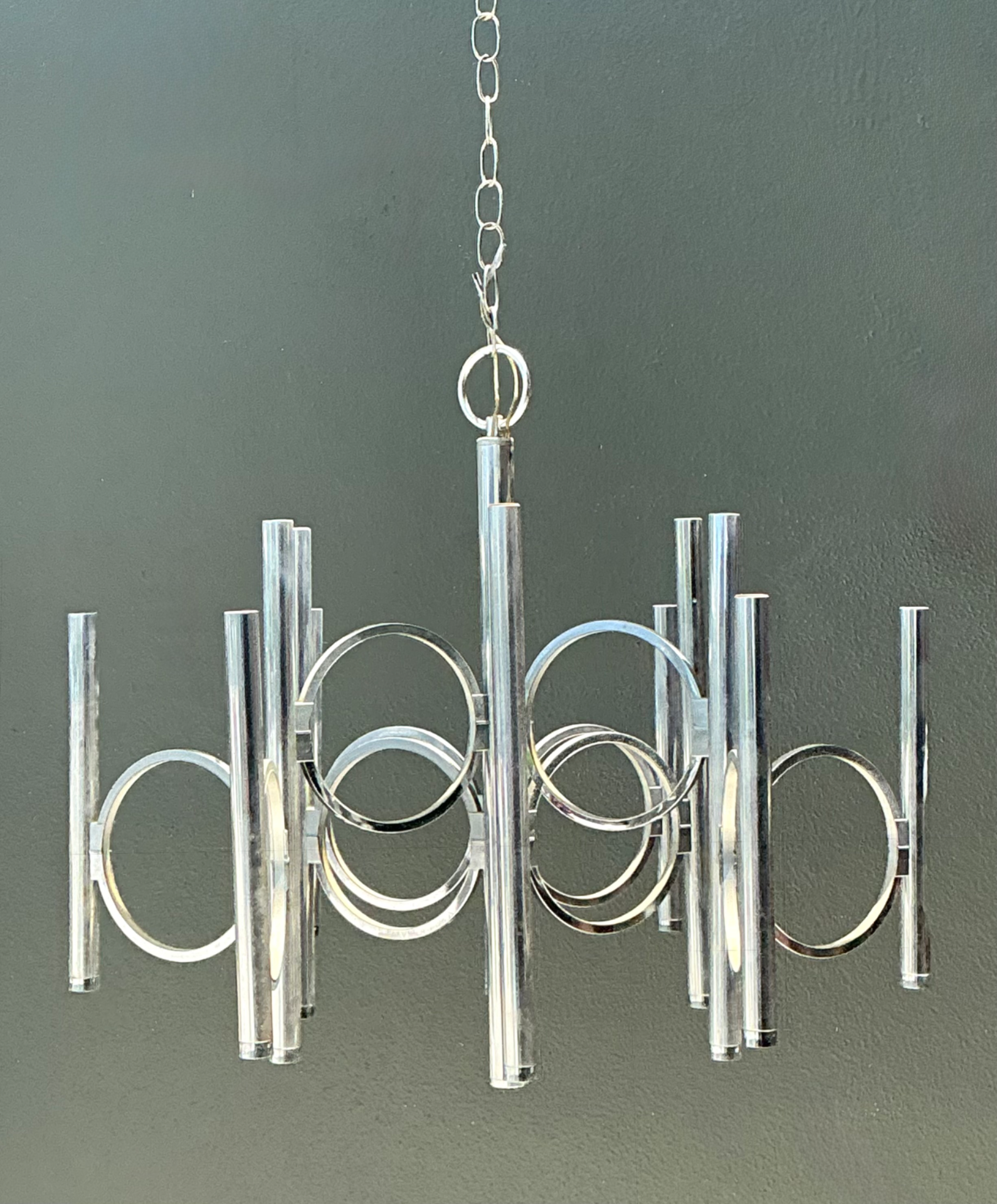 Vintage Scolari For Lightolier Chrome Chandelier - Back view